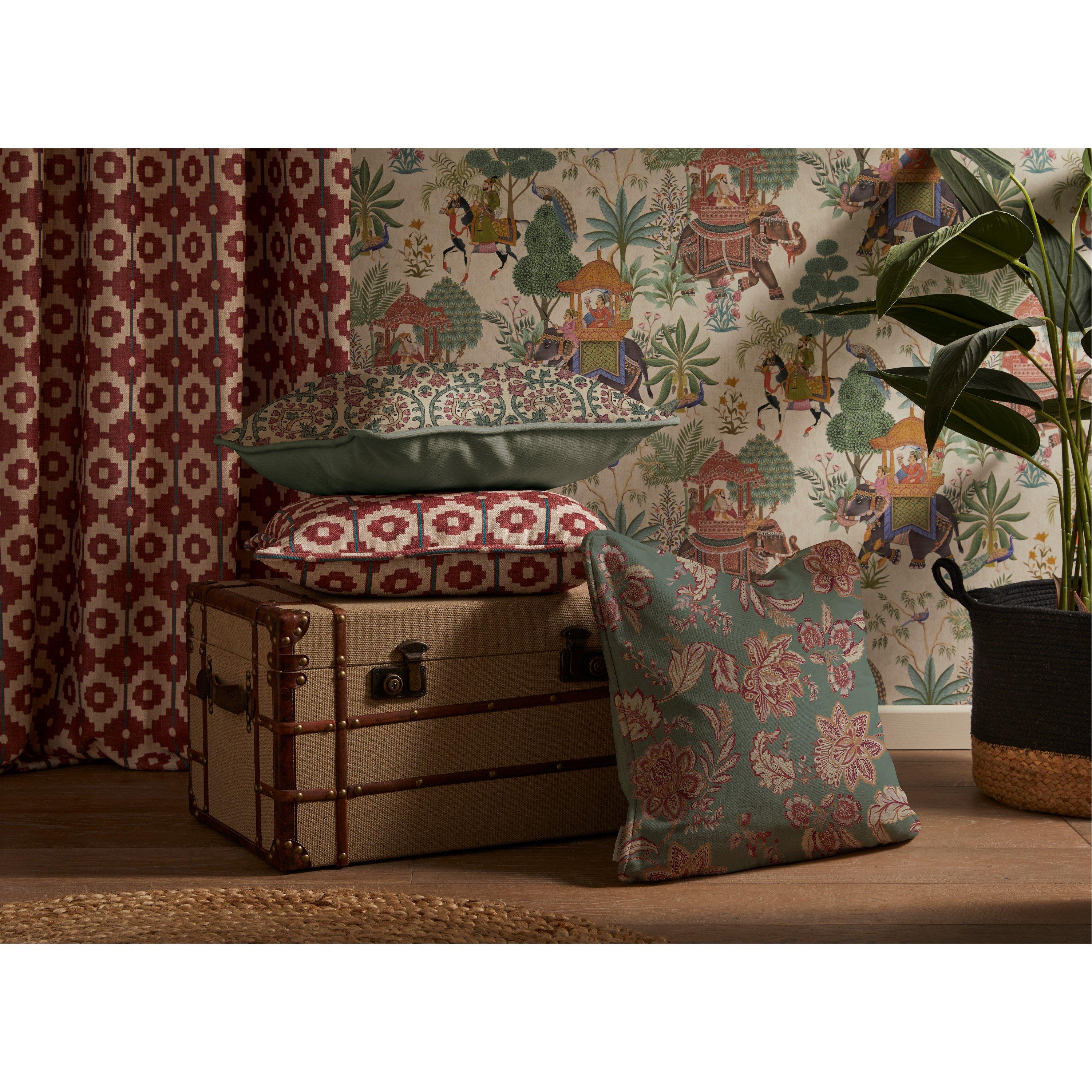 Red - Esselle - Santiago Geo Red/Teal Cushion - 5