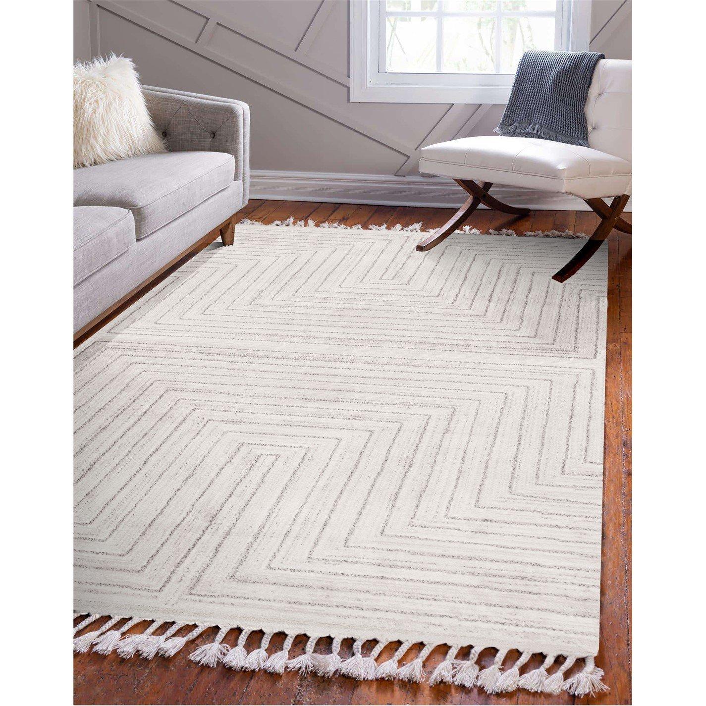 Fraser Collection Rug Esselle | Arctic Maze Natural / Grey 120 x 170cm Rug | Flatweave Rugs ...