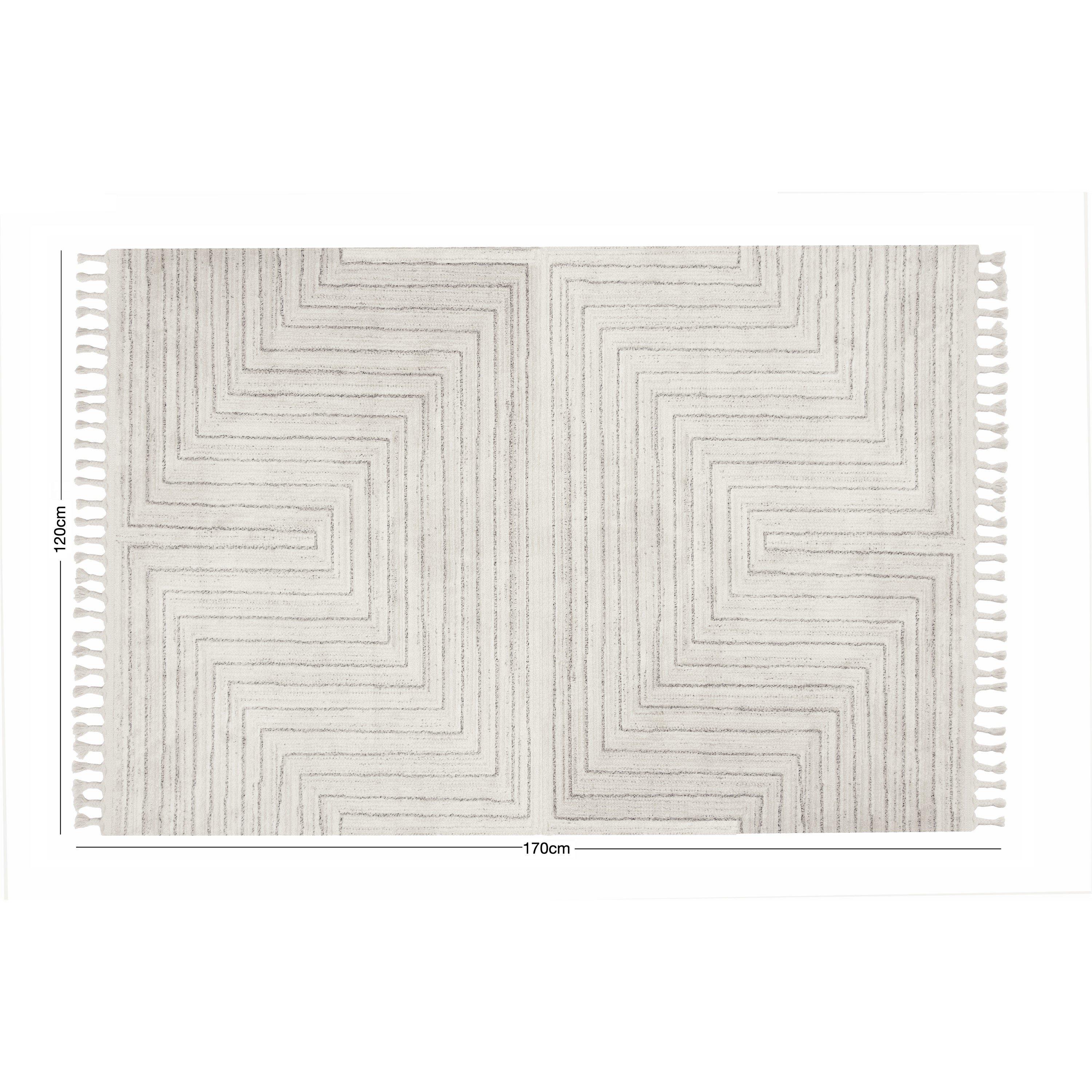 Cream - Esselle - Arctic Maze Natural / Grey 120 x 170cm Rug - 5