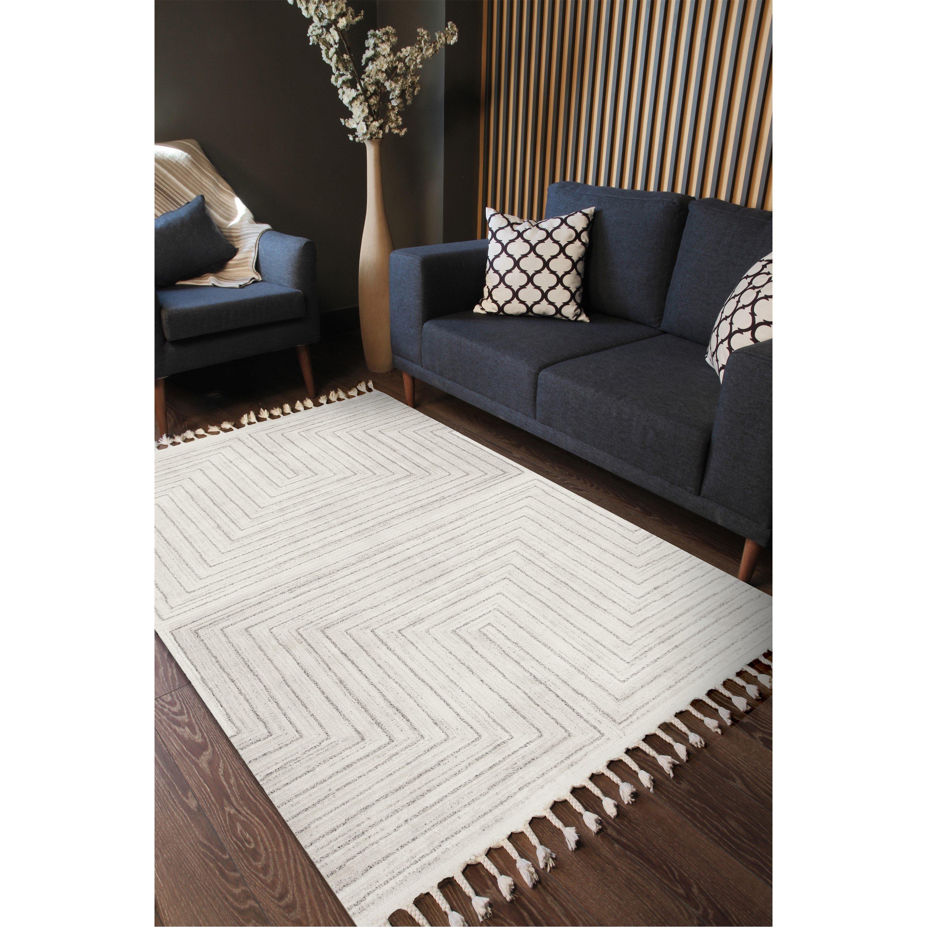 Cream - Esselle - Arctic Maze Natural / Grey 120 x 170cm Rug - 7