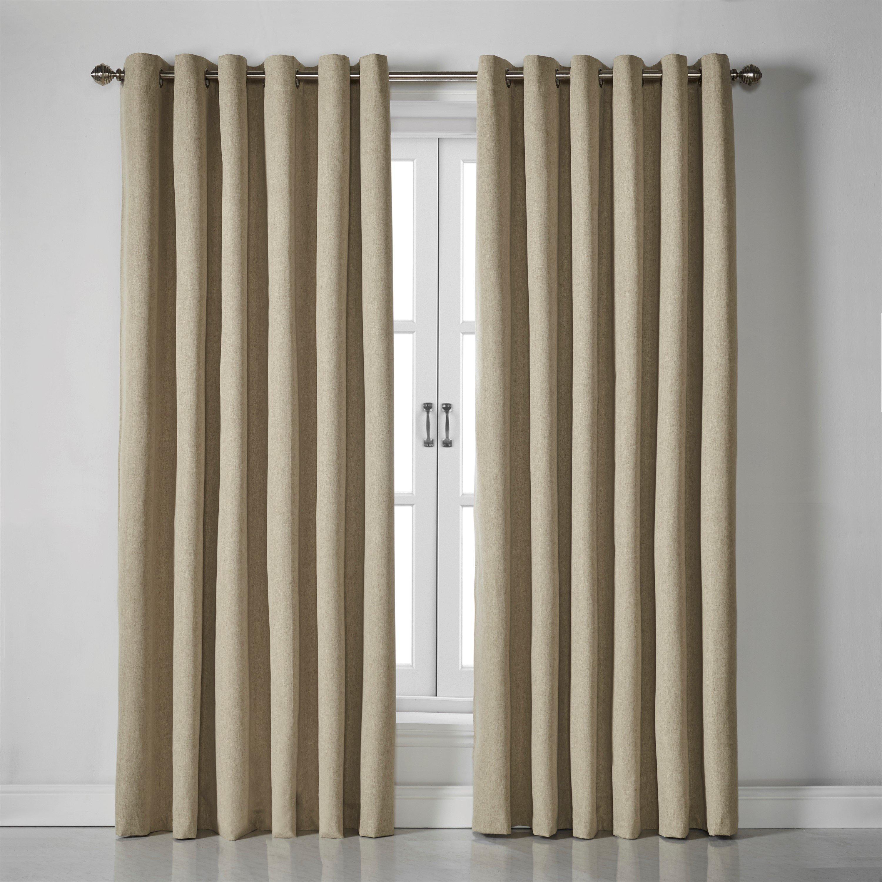 Beige - Alan Symonds - Blackout Linen Look Ring Top Eyelet Curtains - 2