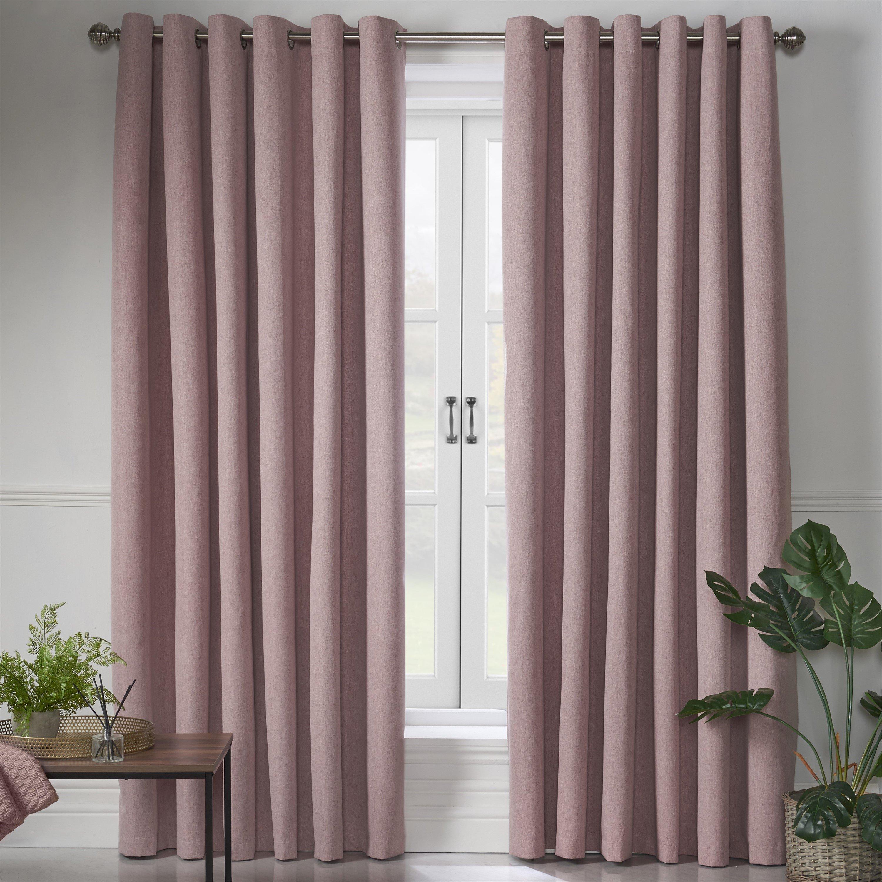 Blackout Linen Look Ring Top Eyelet Curtains