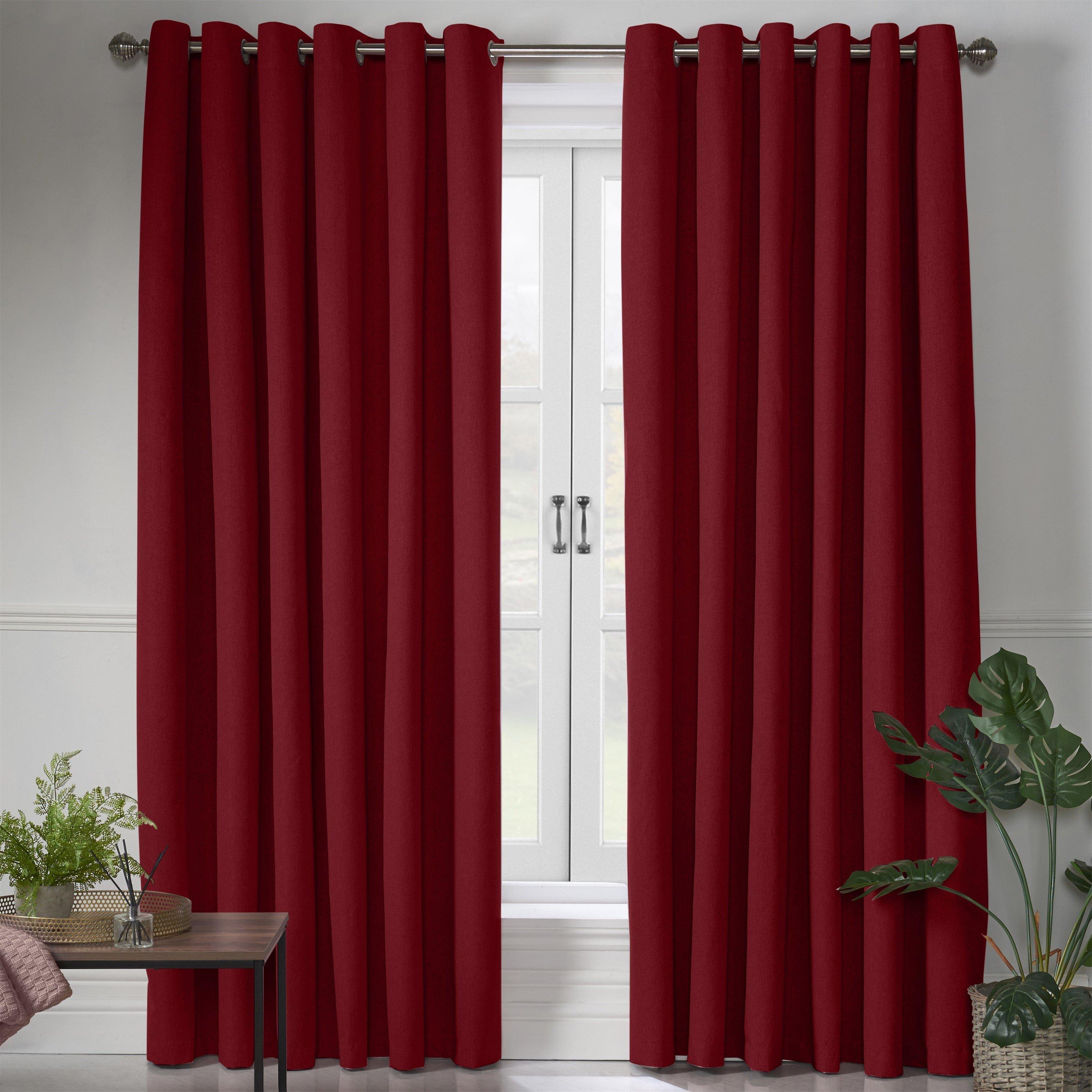 Blackout Linen Look Ring Top Eyelet Curtains