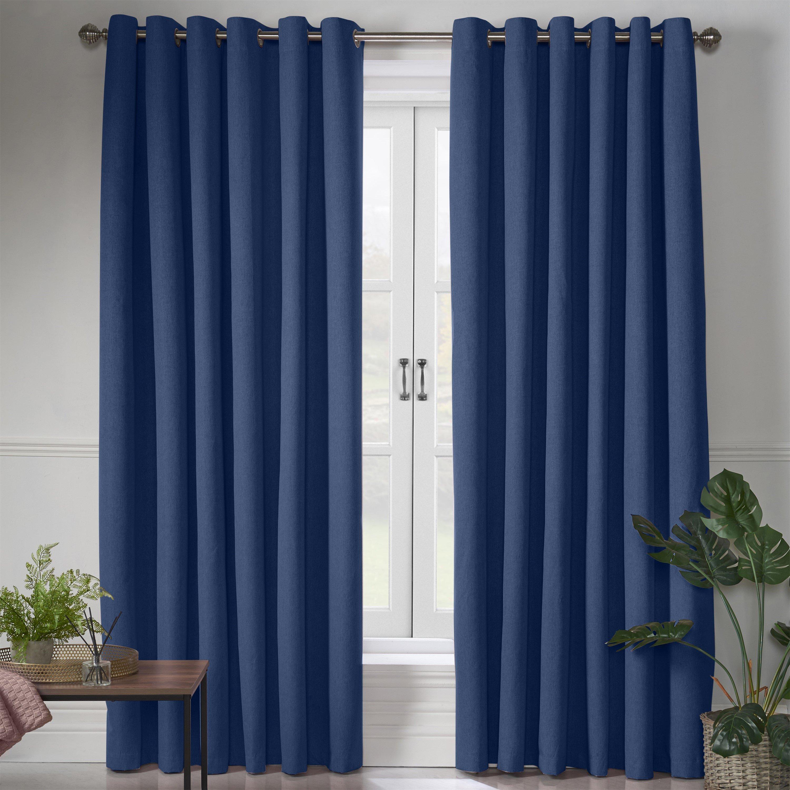 Blackout Linen Look Ring Top Eyelet Curtains