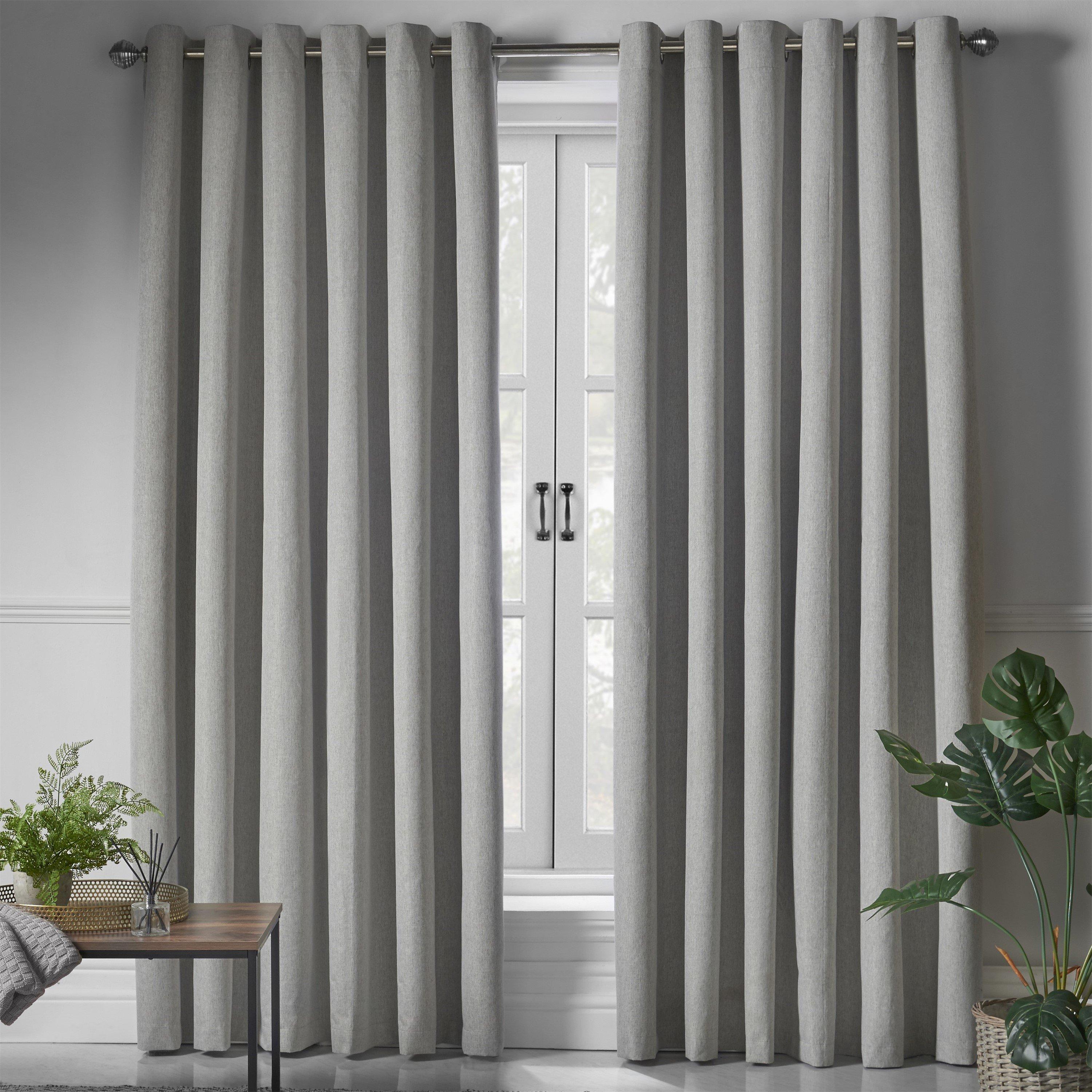Blackout Linen Look Ring Top Eyelet Curtains