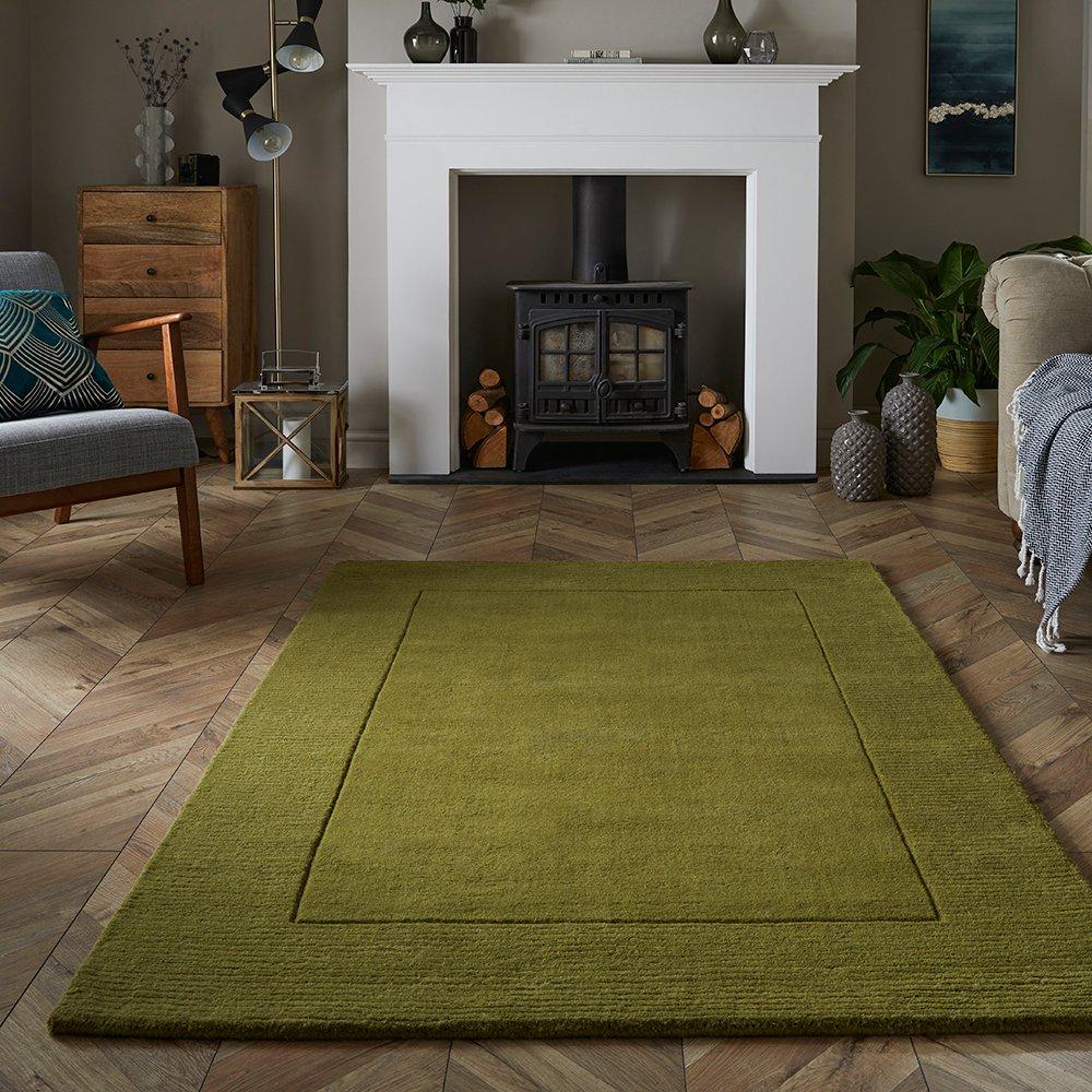 Green - Esselle - Esme Wool Olive Rug 80x150cm - 6