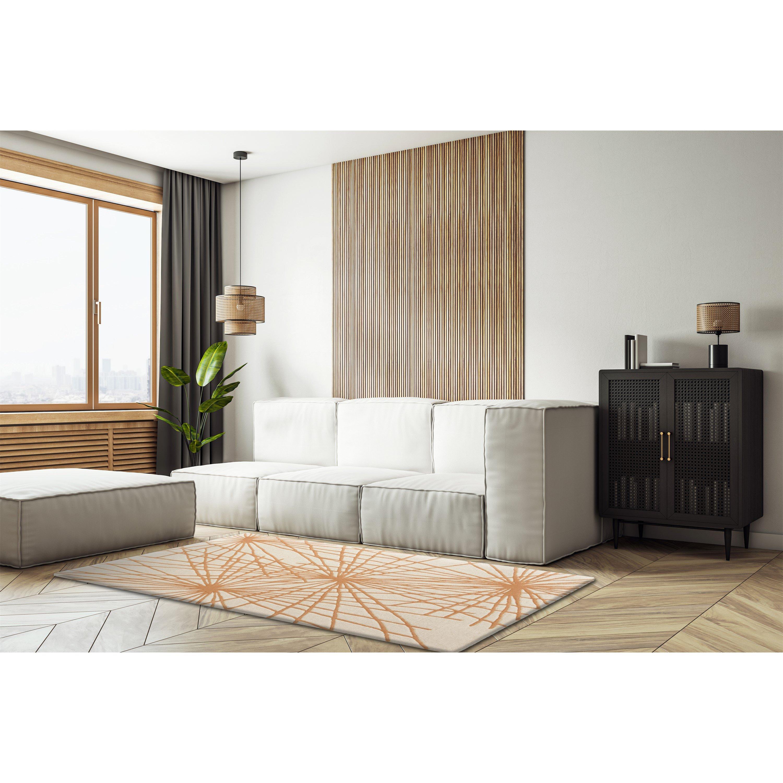 Orange - Esselle - Aura Starburst Natural / Orange 160 x 230cm Rug - 6