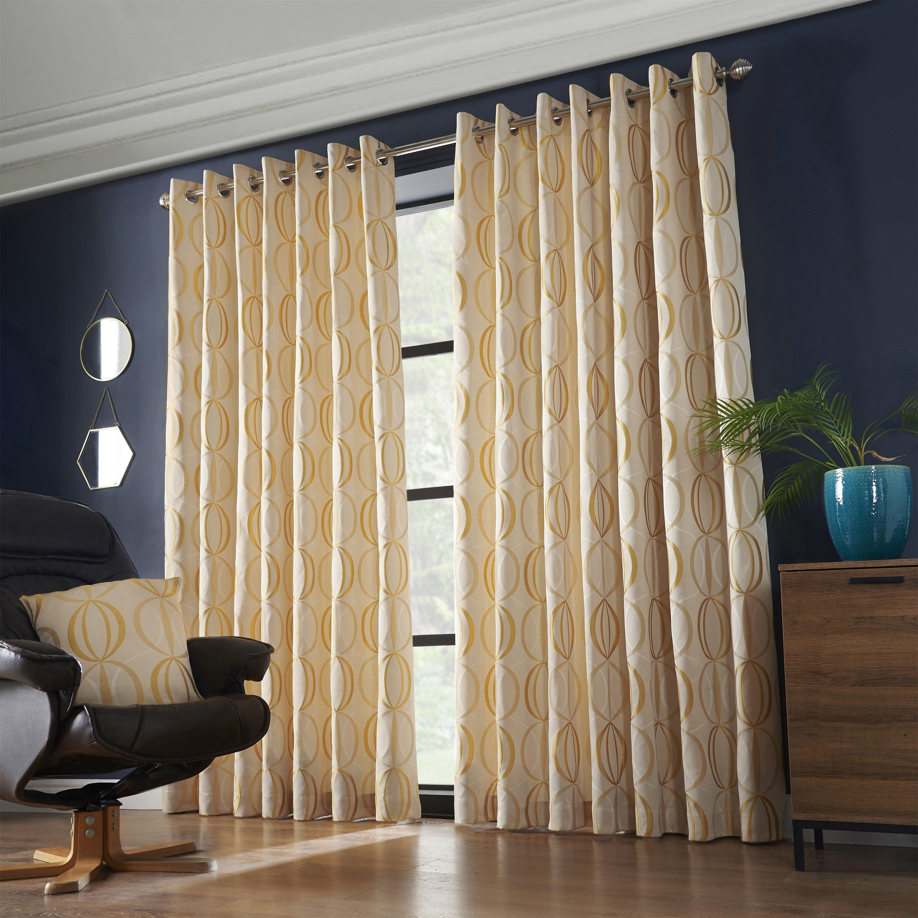 Ochre - Alan Symonds - Omega Lined Ring Top Curtains - 1