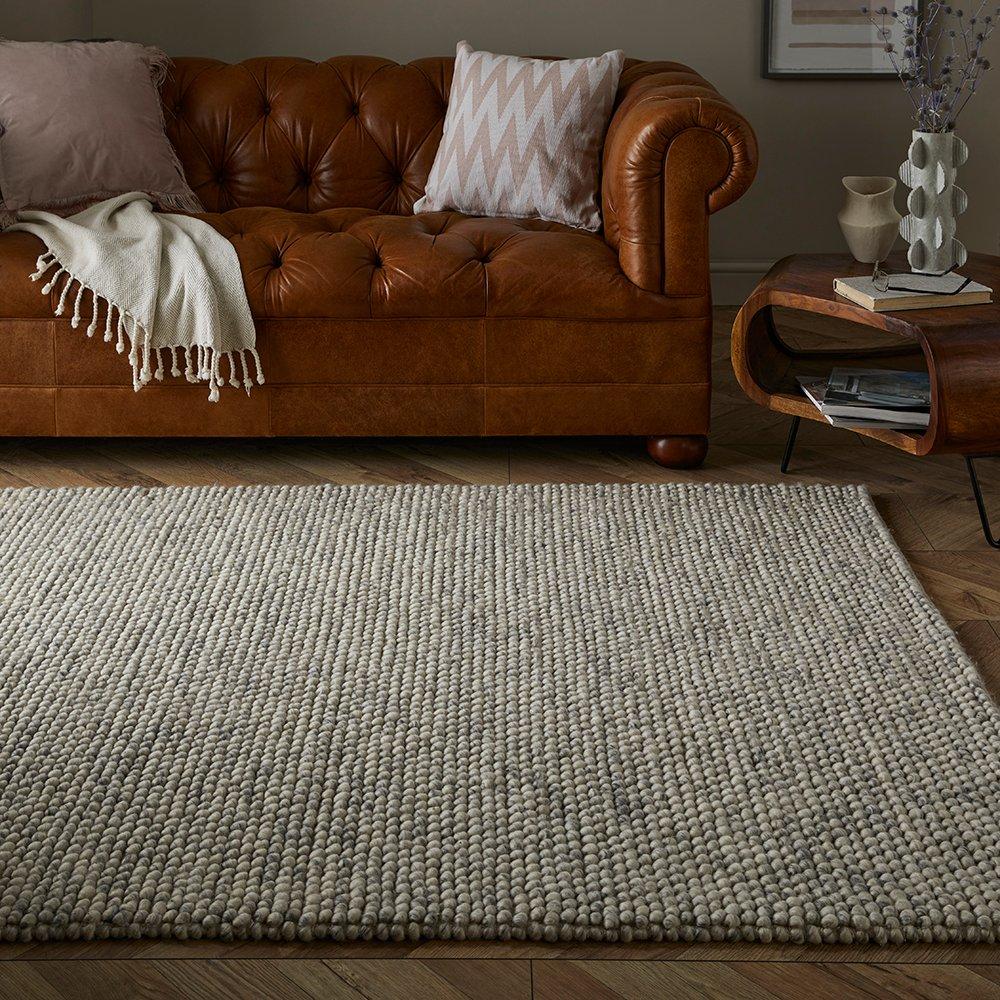 Cream - Esselle - Delilah Mottled Wool Pebble Cream Rug 200x290cm - 4