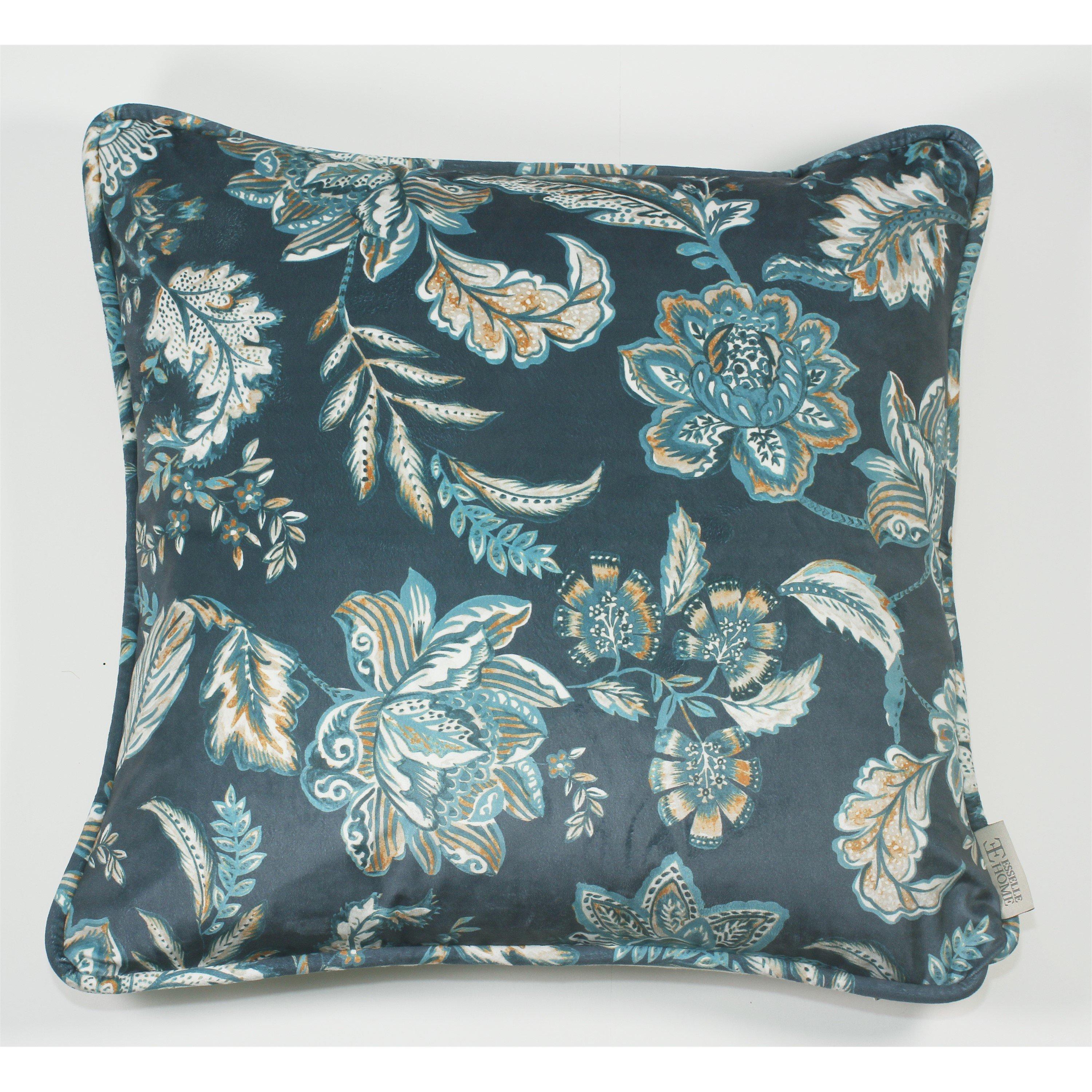 Navy - Esselle - Kashmir Jacobean Navy/Teal Cushion - 1