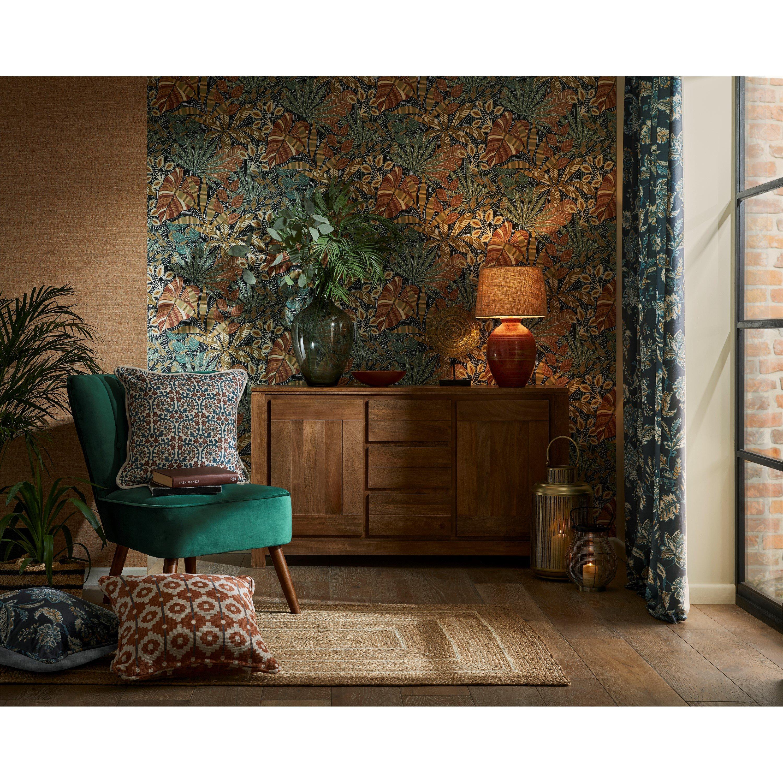 Navy - Esselle - Kashmir Jacobean Navy/Teal Cushion - 5