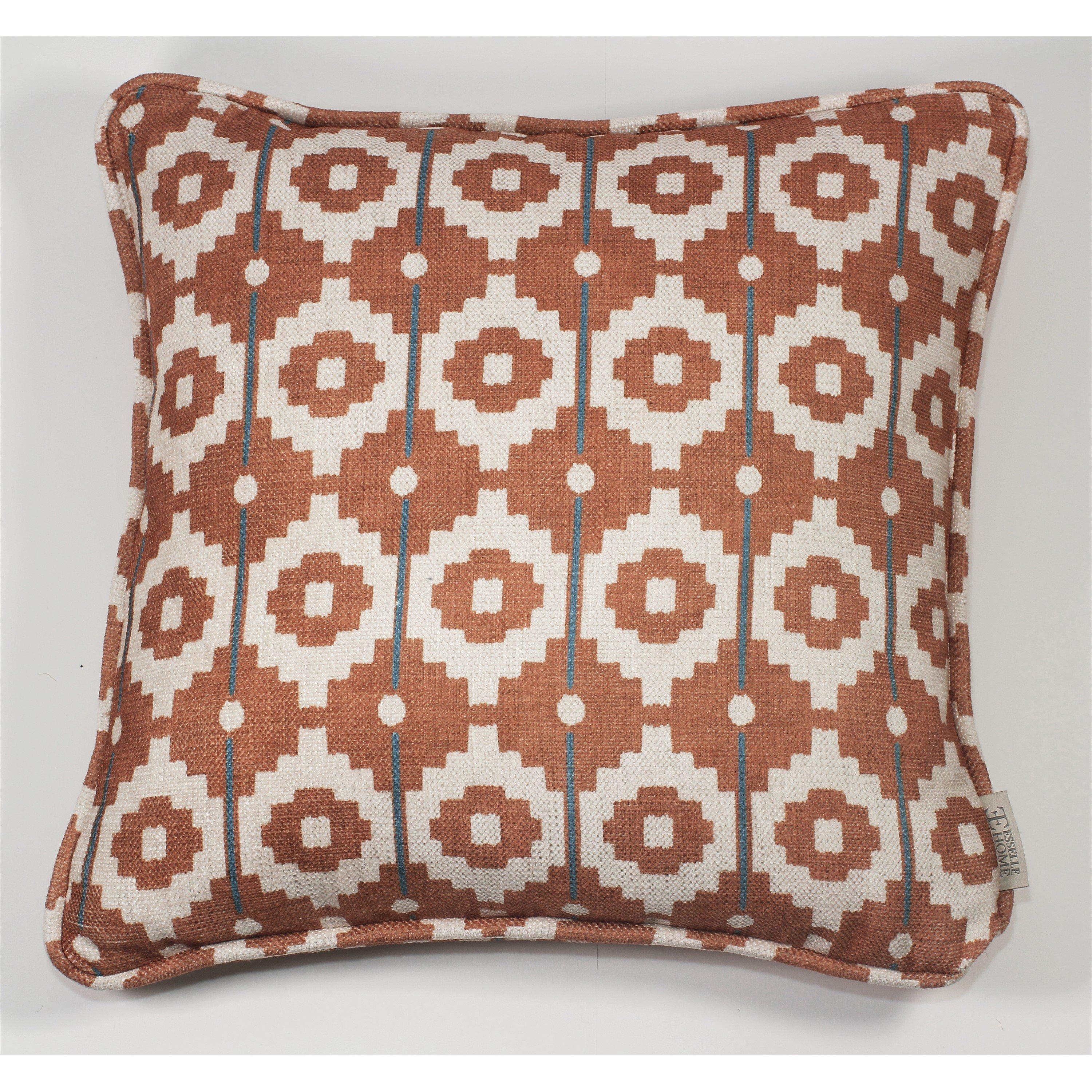 Orange - Esselle - Santiago Geo Burnt Orange/Teal Cushion - 1