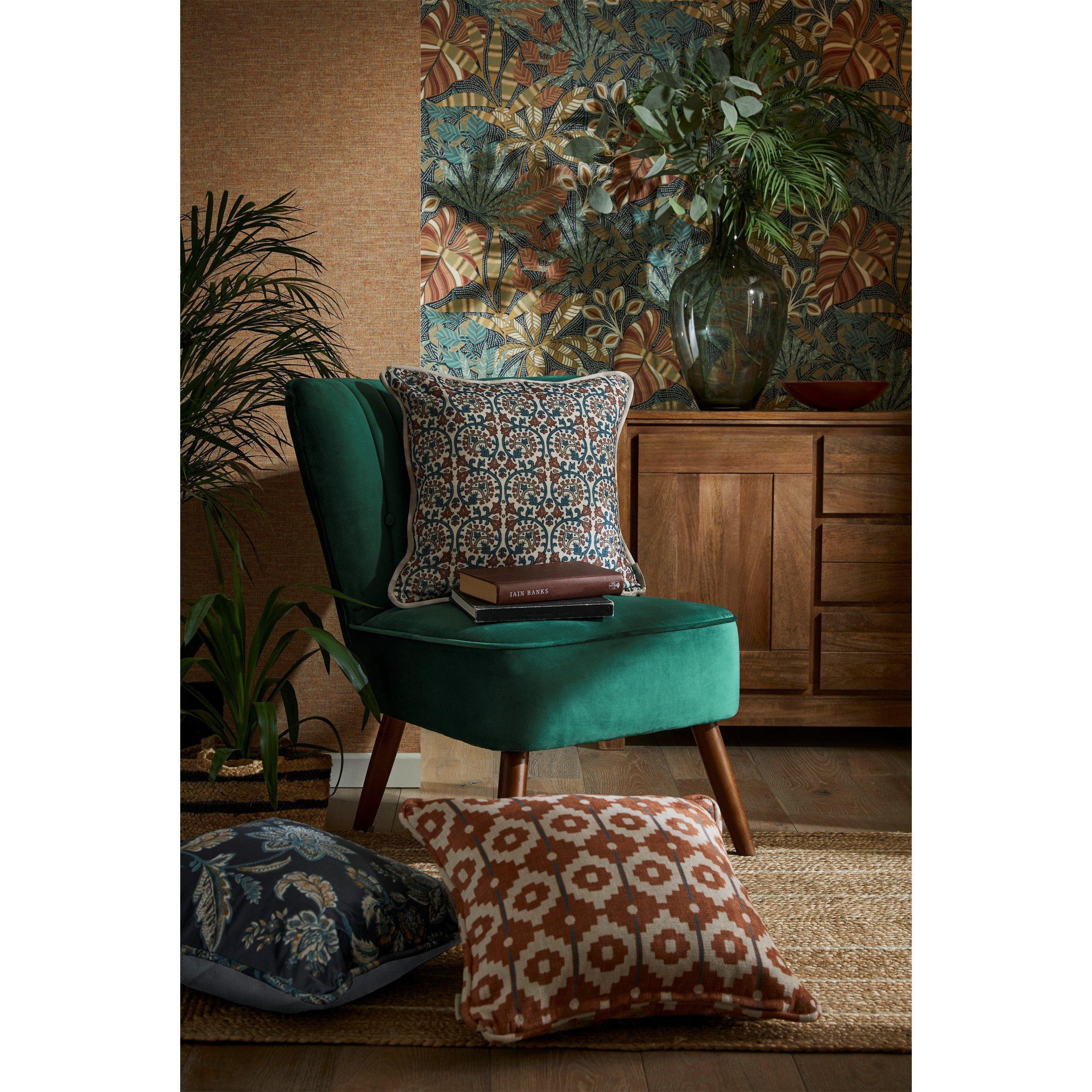 Orange - Esselle - Santiago Geo Burnt Orange/Teal Cushion - 3