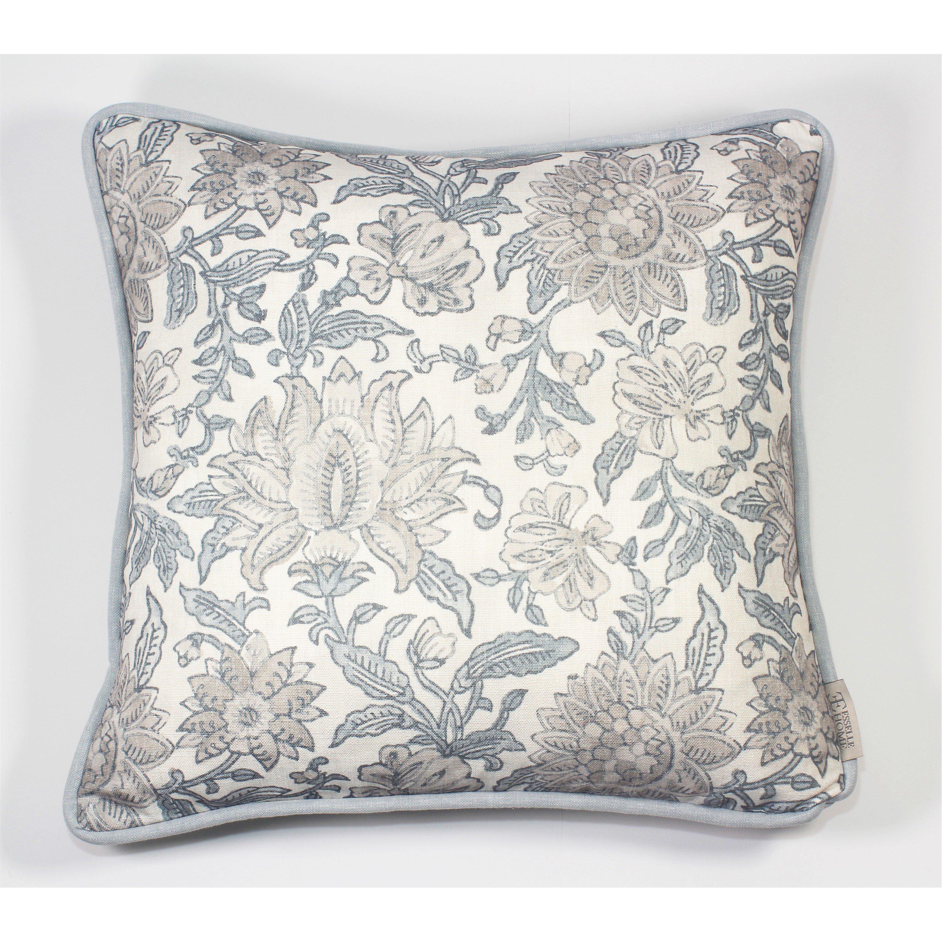 Neutral - Esselle - Nima Floral Taupe/Soft Blue Cushion - 1