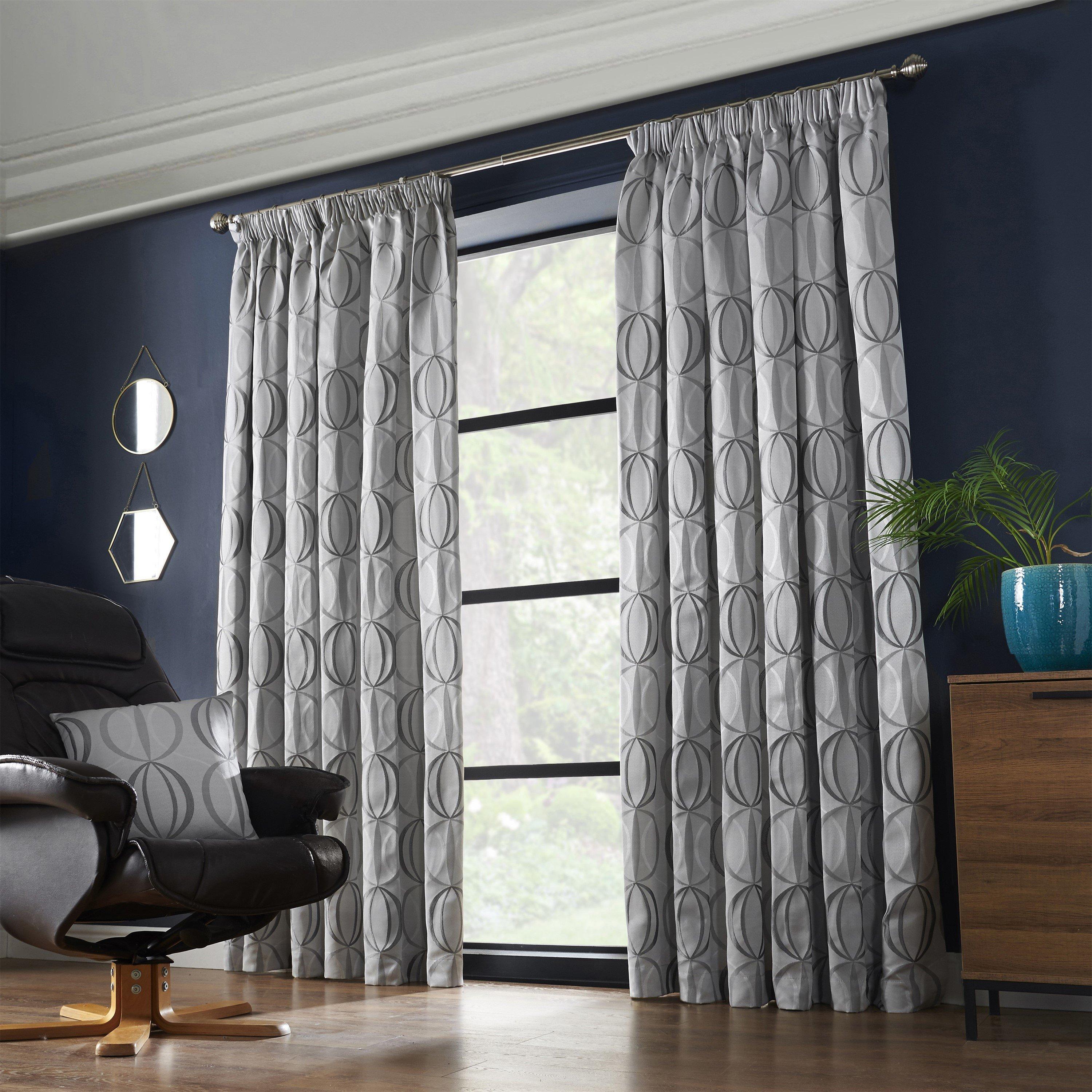 Silver - Alan Symonds - Omega Multi Yarn Fully Lined Pencil Pleat Curtains - 1