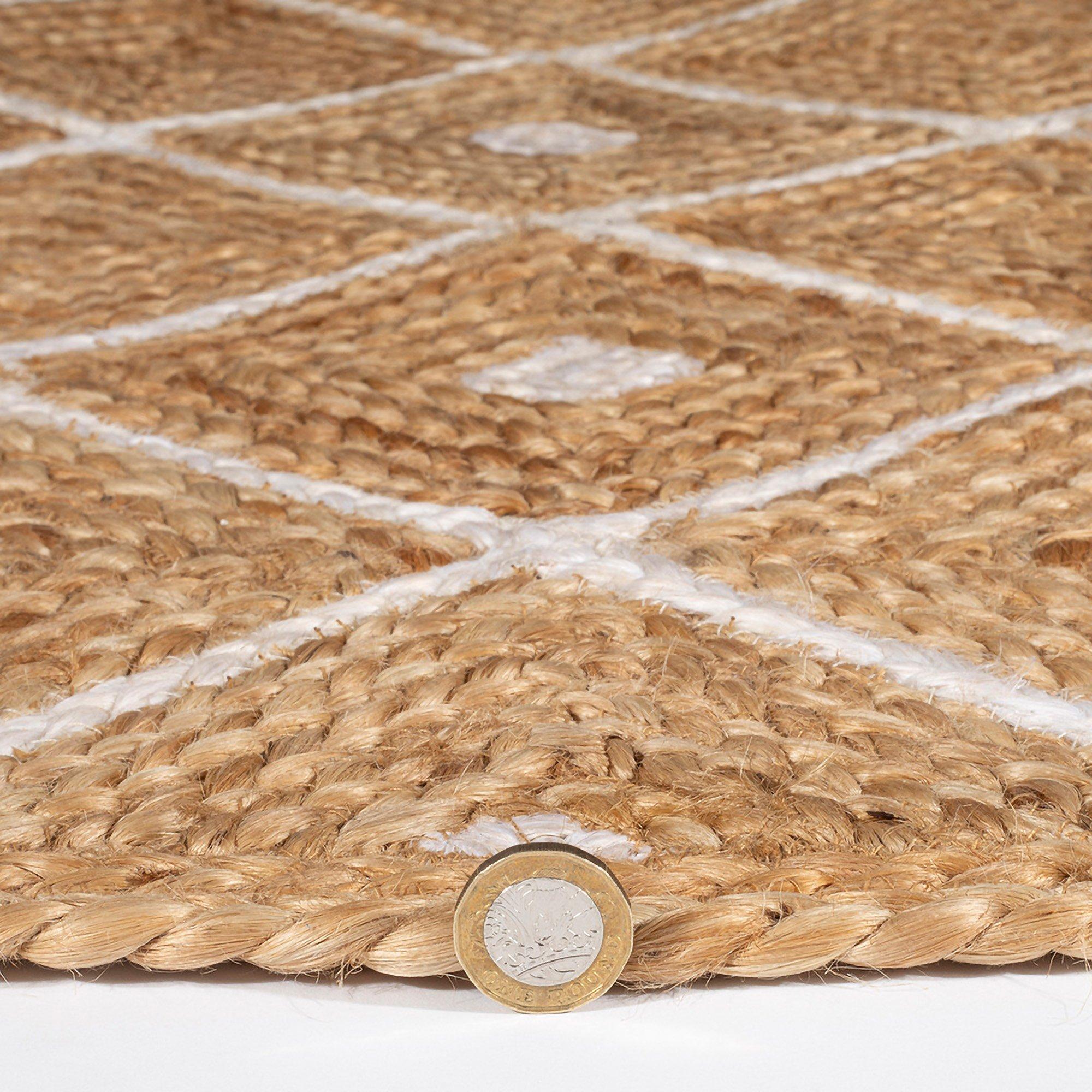 Neutral - Esselle - Prestbury Diamond Handbraided Natural Rug 120x170c - 2