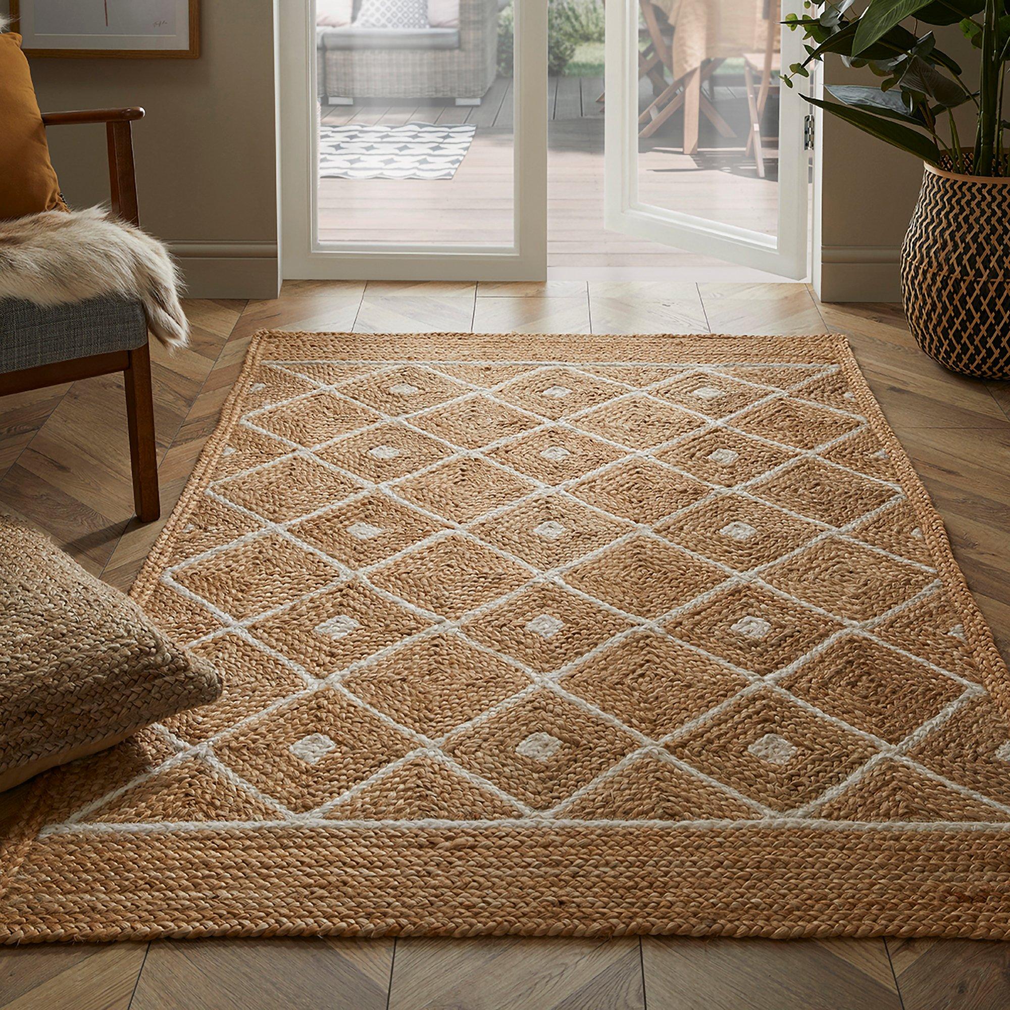 Neutral - Esselle - Prestbury Diamond Handbraided Natural Rug 120x170c - 5