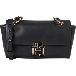 Tommy Hilfiger Pushlock Leather Flap Crossbody Bag