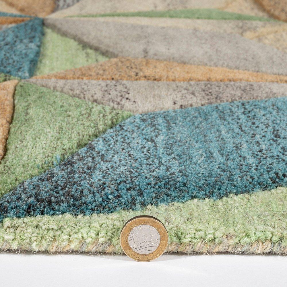 Multicoloured - Esselle - Radiant Lilianna Embossed Geo Wool Multi Rug - 5