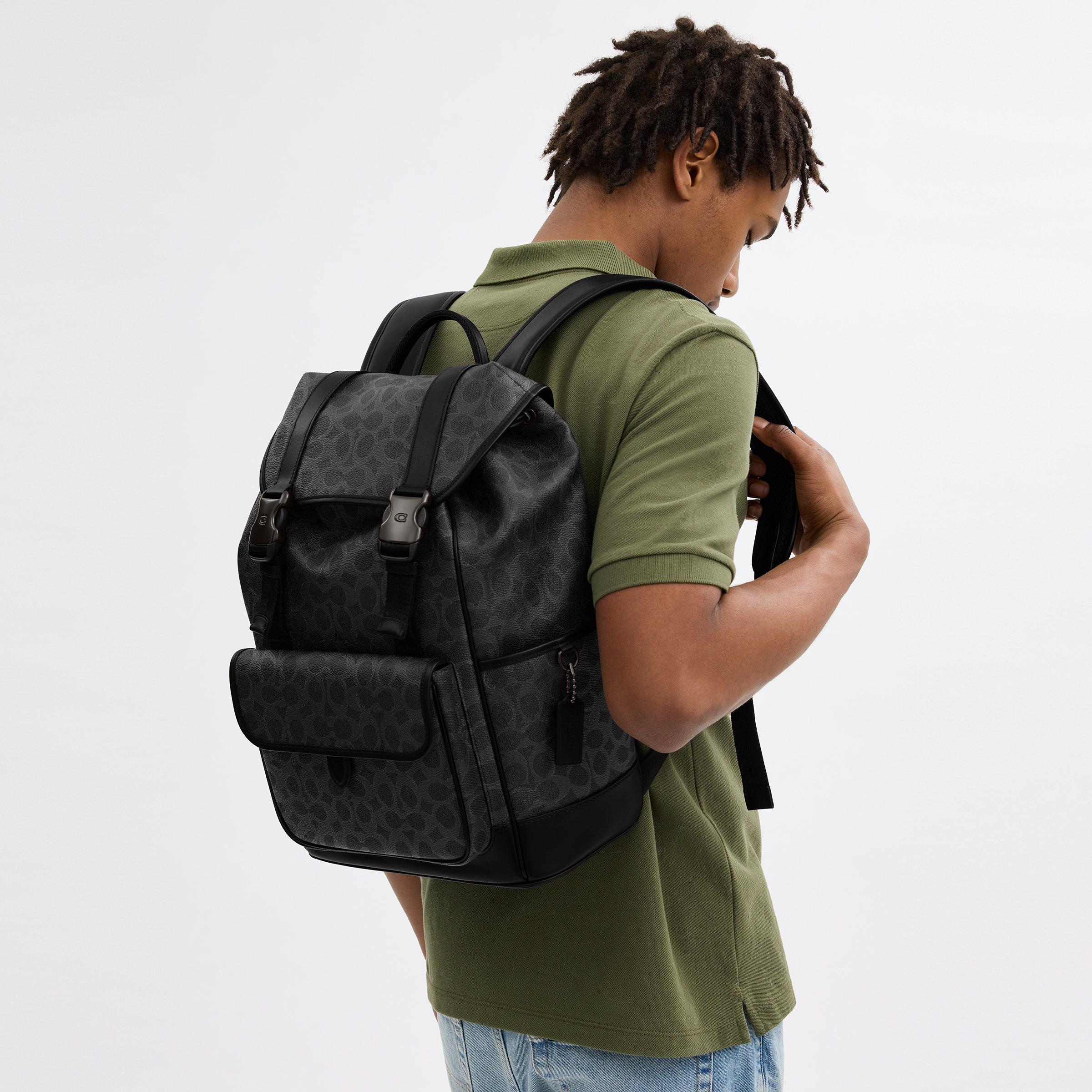 Coach League Flap Backpack - Black Signature