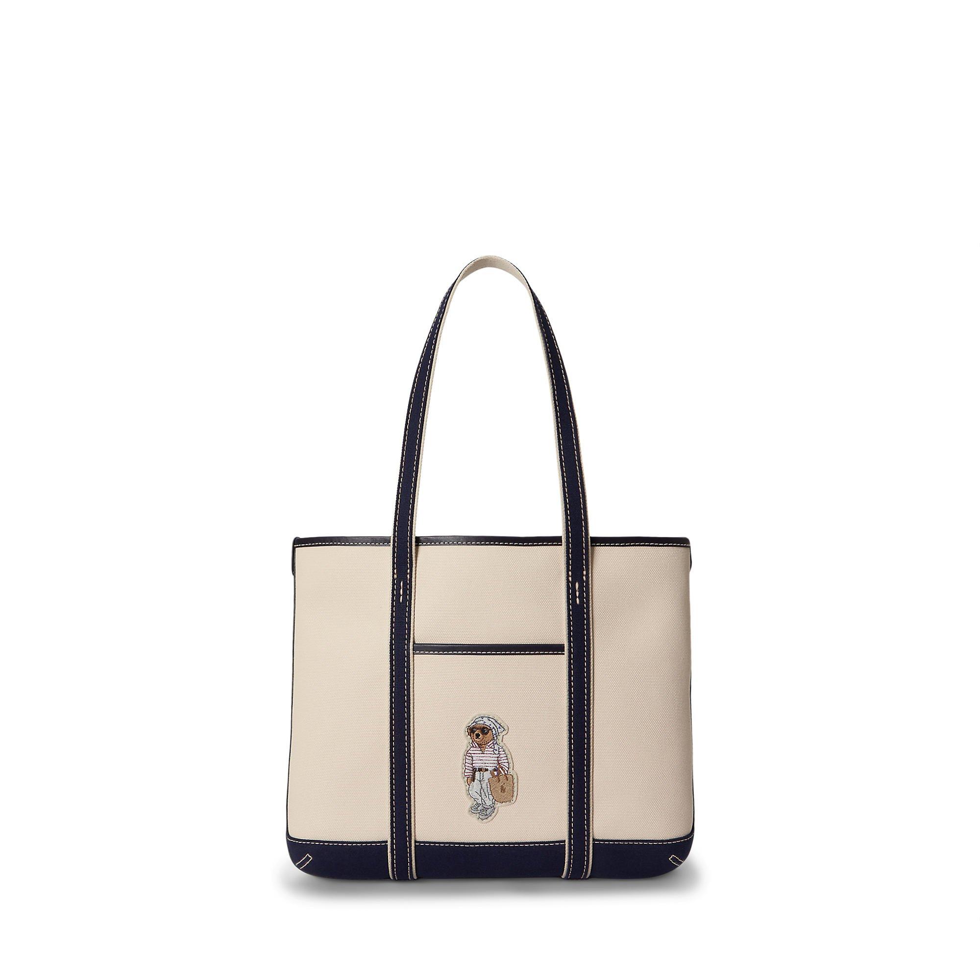 Polo Ralph Lauren Women's Tote Bag - Ecru/Indigo Sky