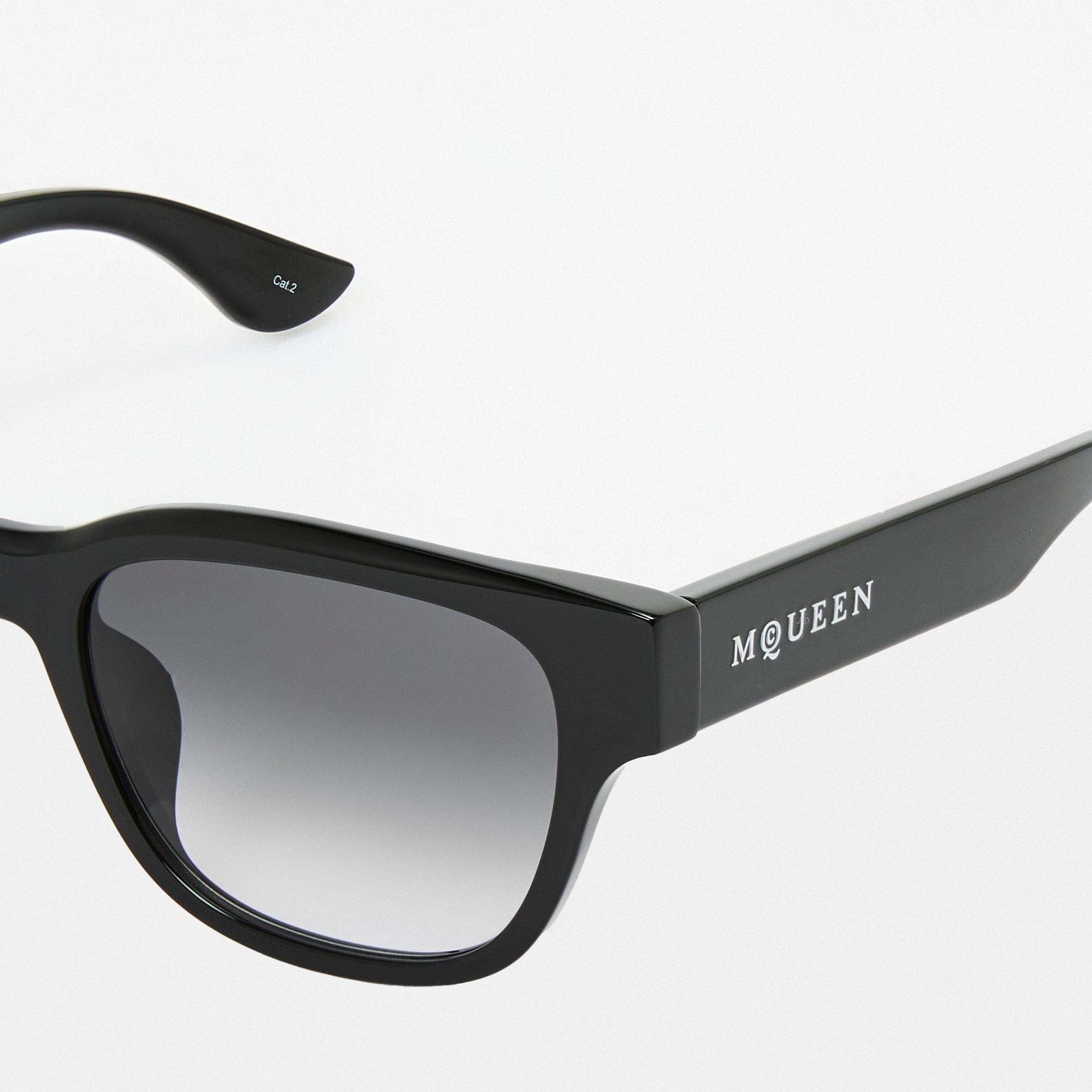 Black/Grey - Alexander McQueen - Men's Alex Rectangle Sunglasses - 4