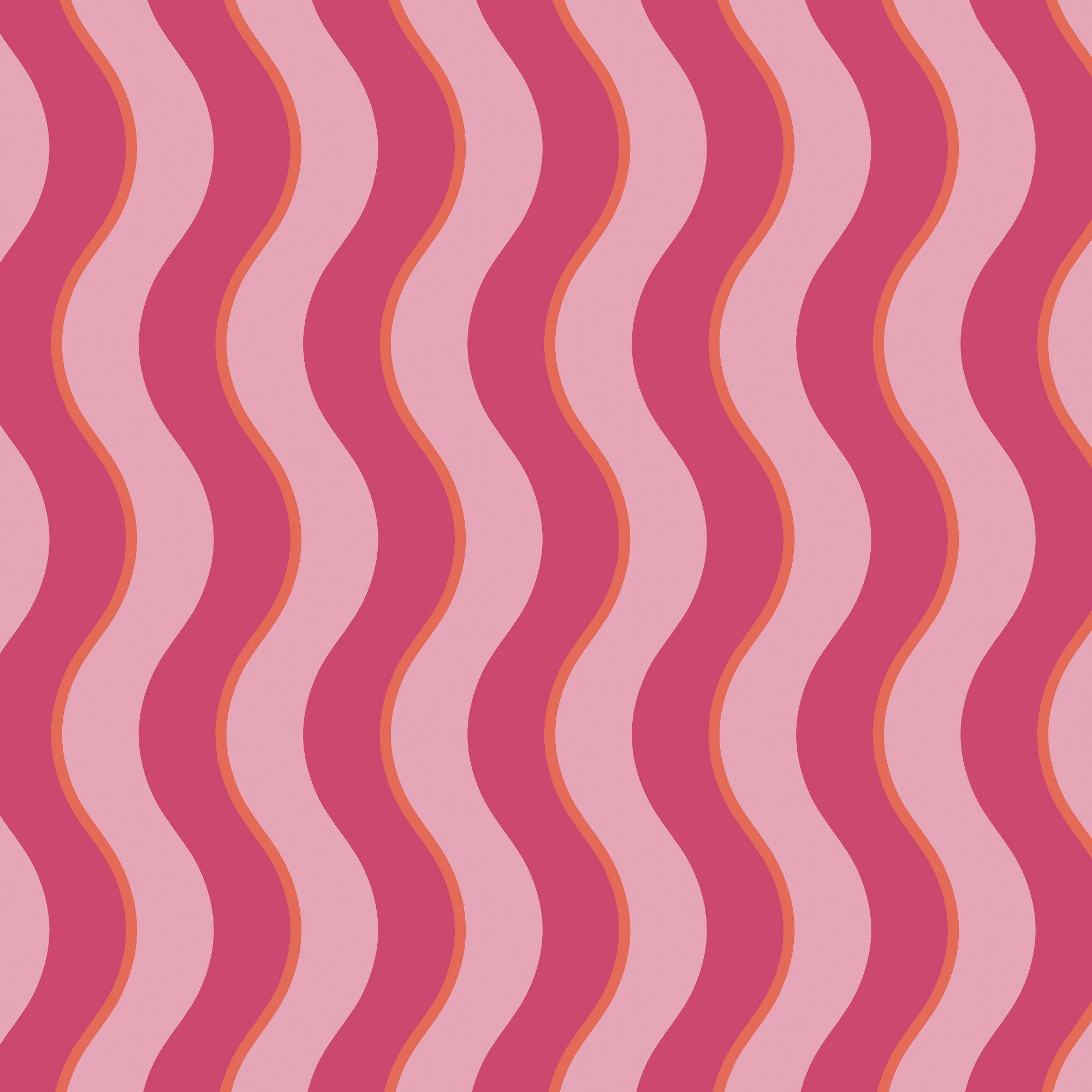 Pink - Envy - Envy Making Waves Raspberry / Tangerine Wallpaper - 2