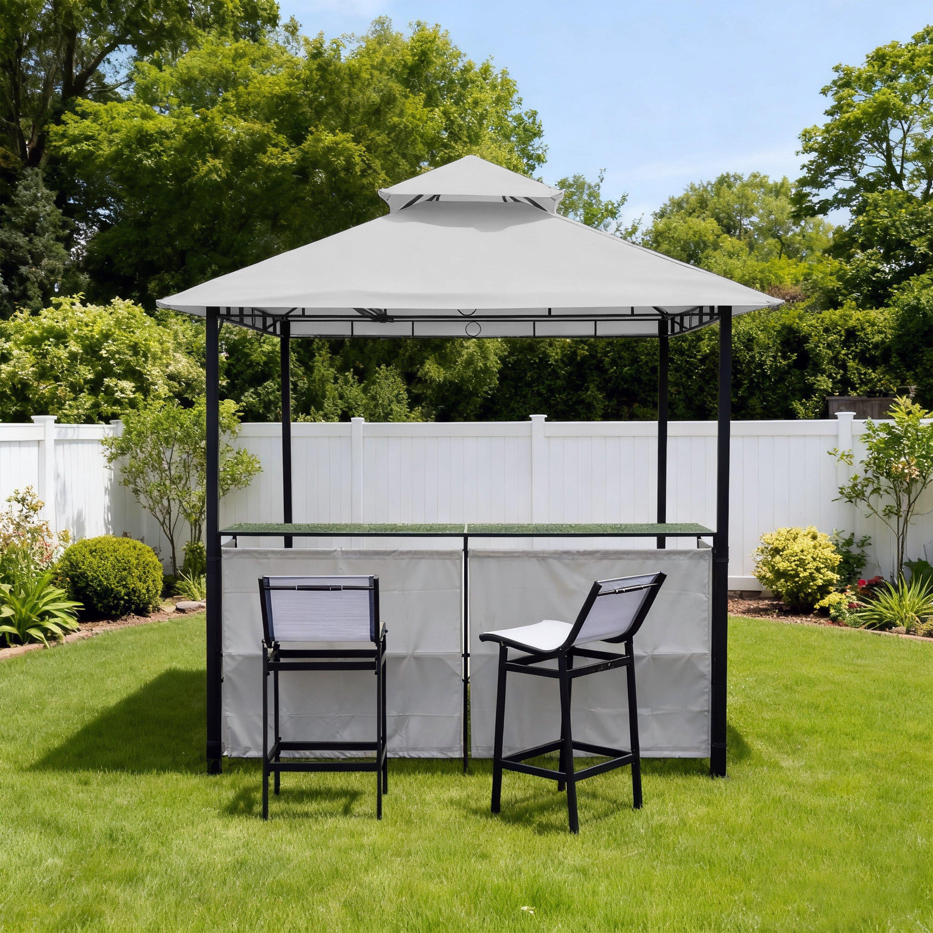 Grey - Linea - Outdoor Bar Gazebo Set - 1