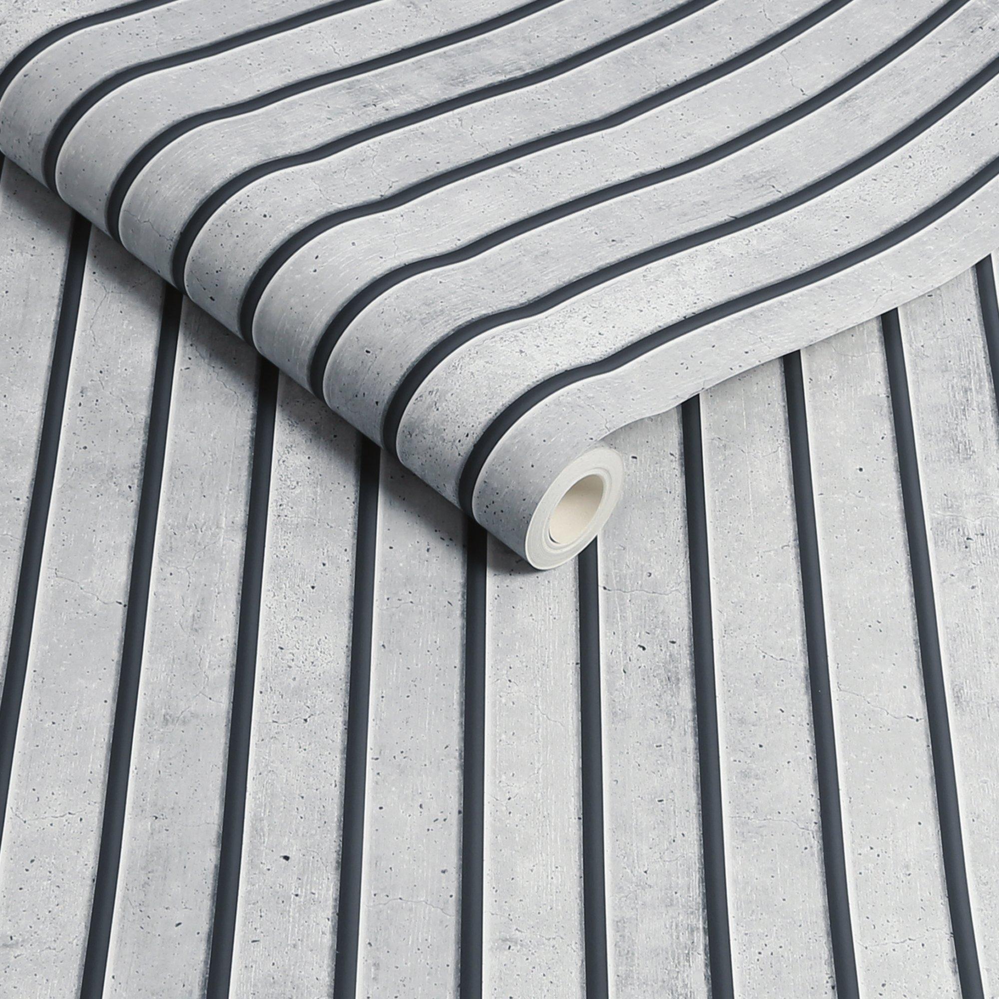 Grey - Fresco - Fresco Concrete Slats Grey Wallpaper - 3