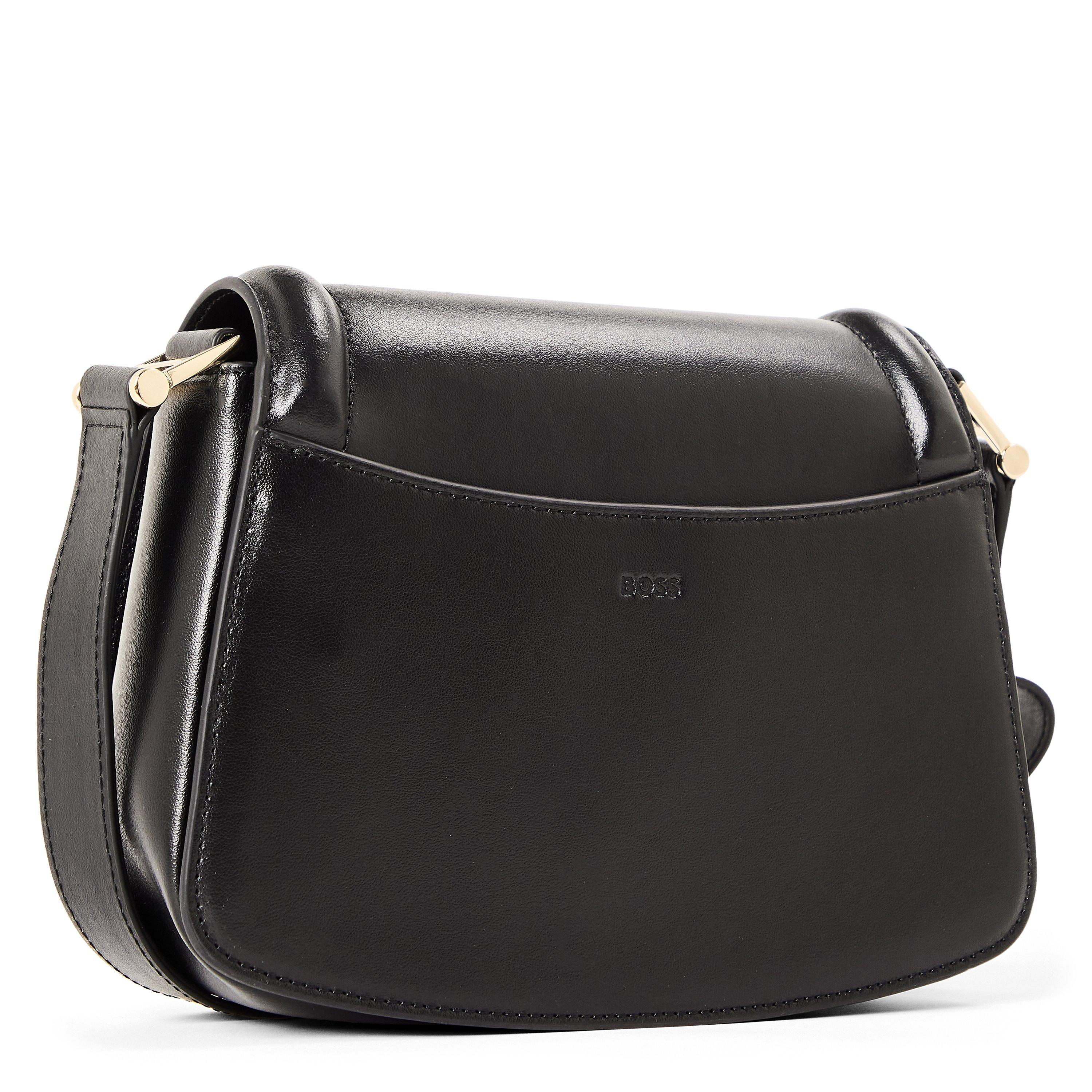 Black - Boss - Women's Ariell Saddle Bag, Luxurious Cow Skin Handbag - 2