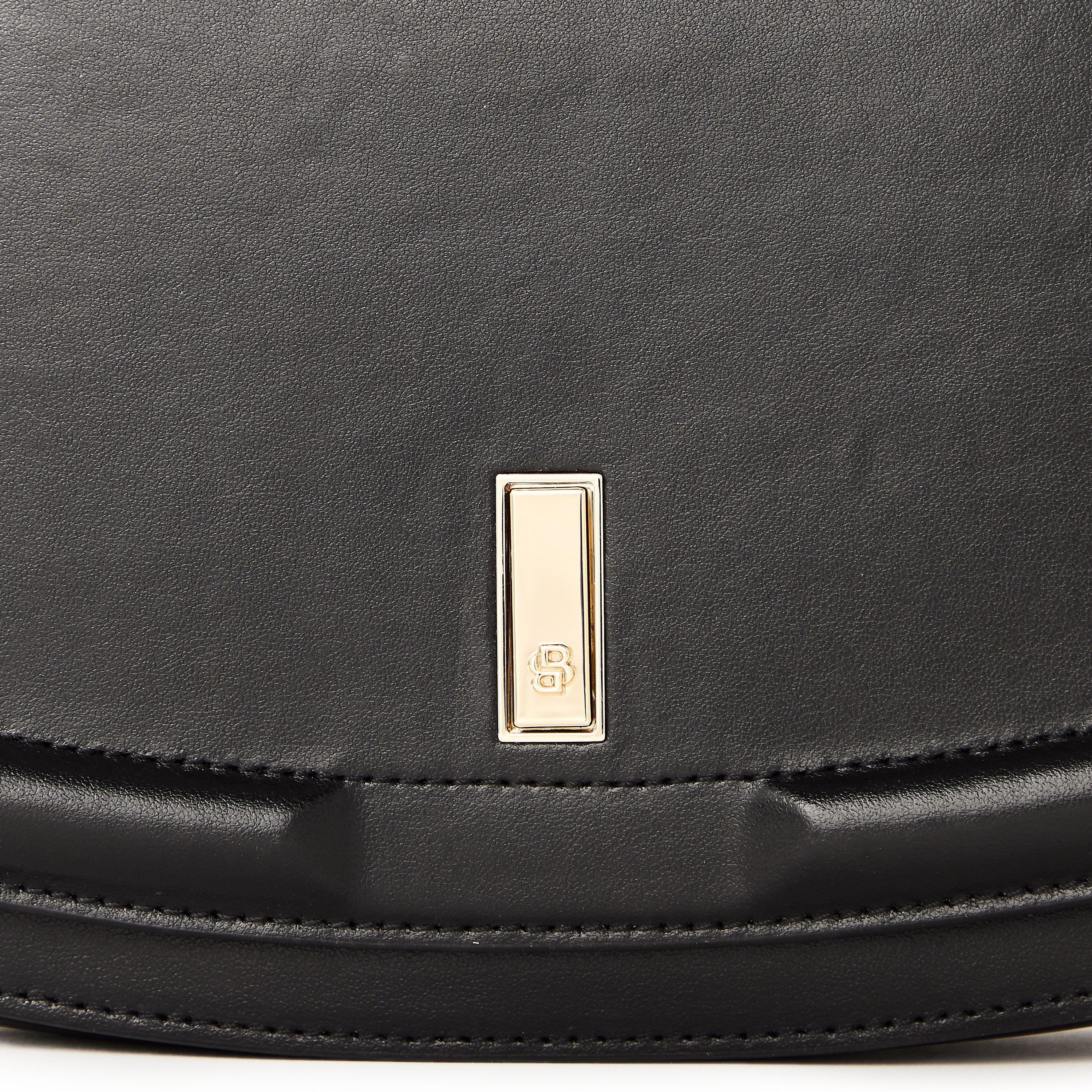 Black - Boss - Women's Ariell Saddle Bag, Luxurious Cow Skin Handbag - 3