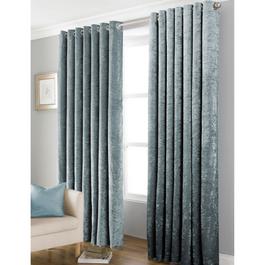 Country Club Eyelet Curtains Crushed Velvet Lined 90x90cm -Teal