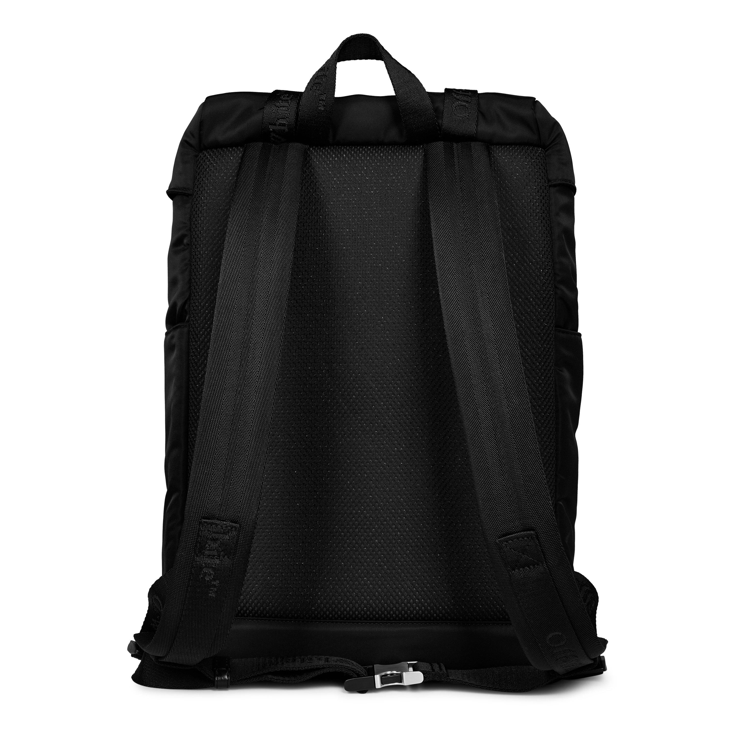 Black - Off White - Men's  Nylon Outdoor Flap Design Backpack - 2