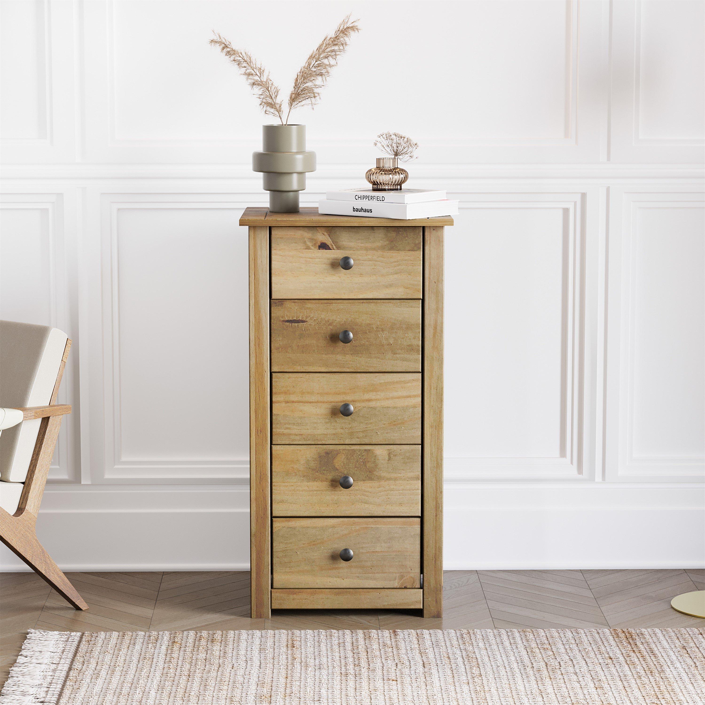Pine - Lassic - Vida Designs Panama 5 Drawer Narrow Chest - 3