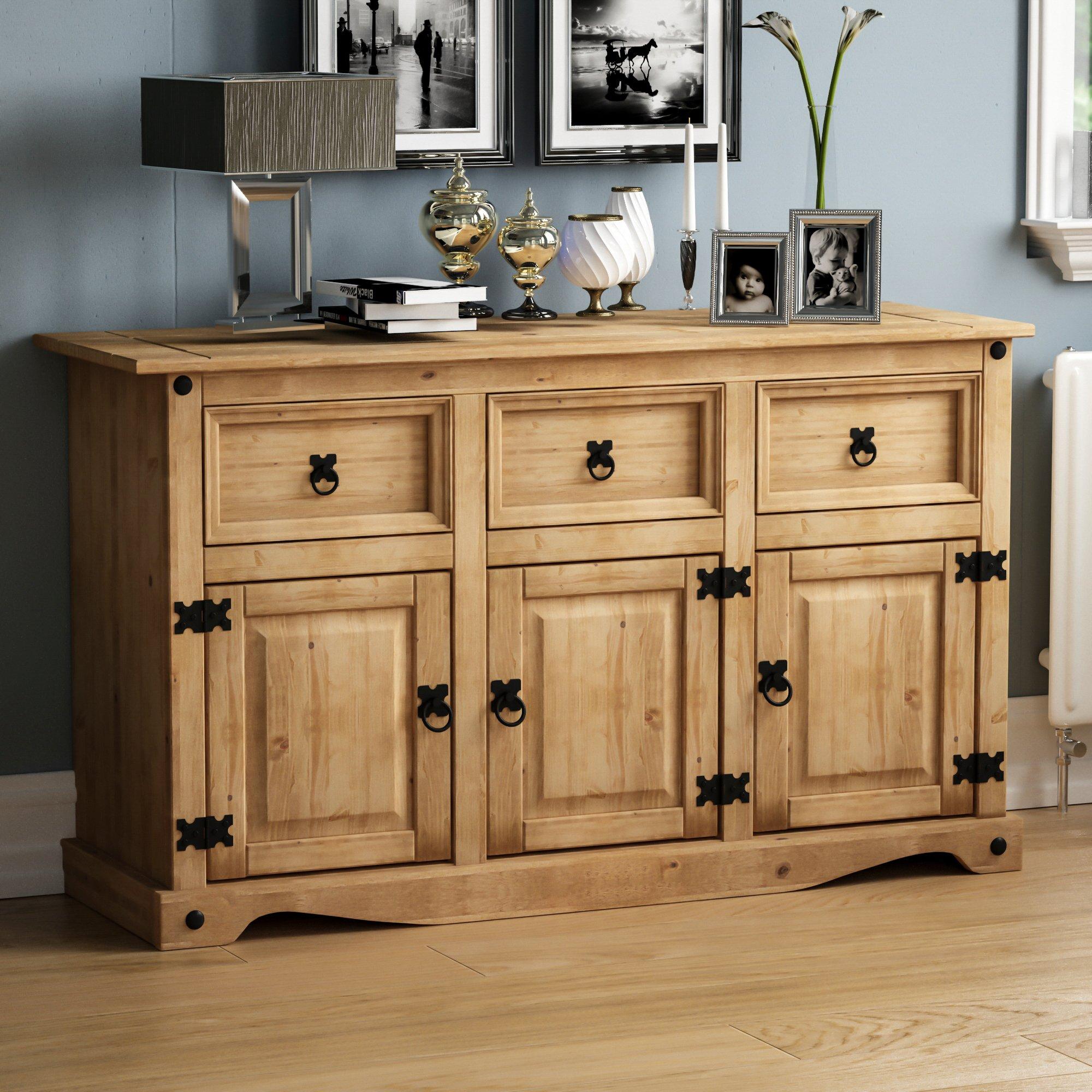 Lassic  Vida Designs Corona 3 Door 3 Drawer Sideboard - Pine