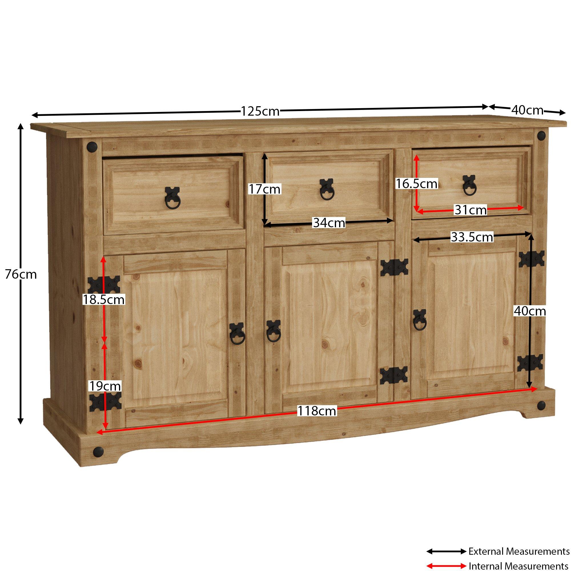Pine - Lassic - Vida Designs Corona 3 Door 3 Drawer Sideboard - 2