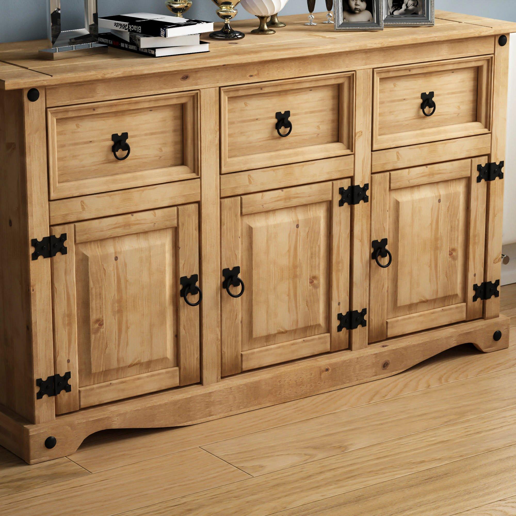 Pine - Lassic - Vida Designs Corona 3 Door 3 Drawer Sideboard - 4