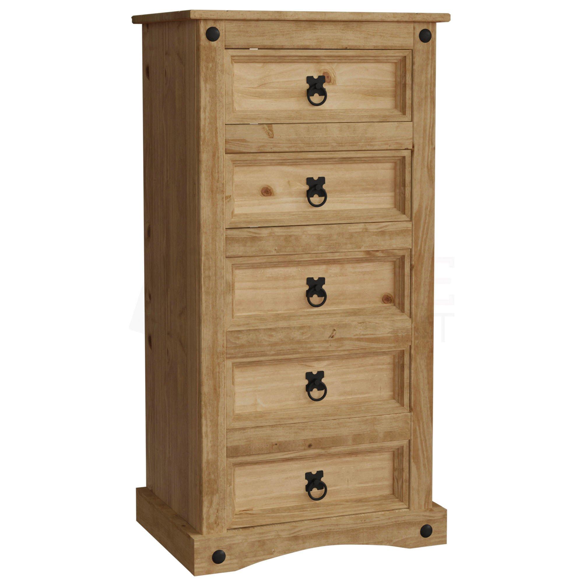 Pine - Lassic - Vida Designs Corona 5 Drawer Narrow Chest - 7