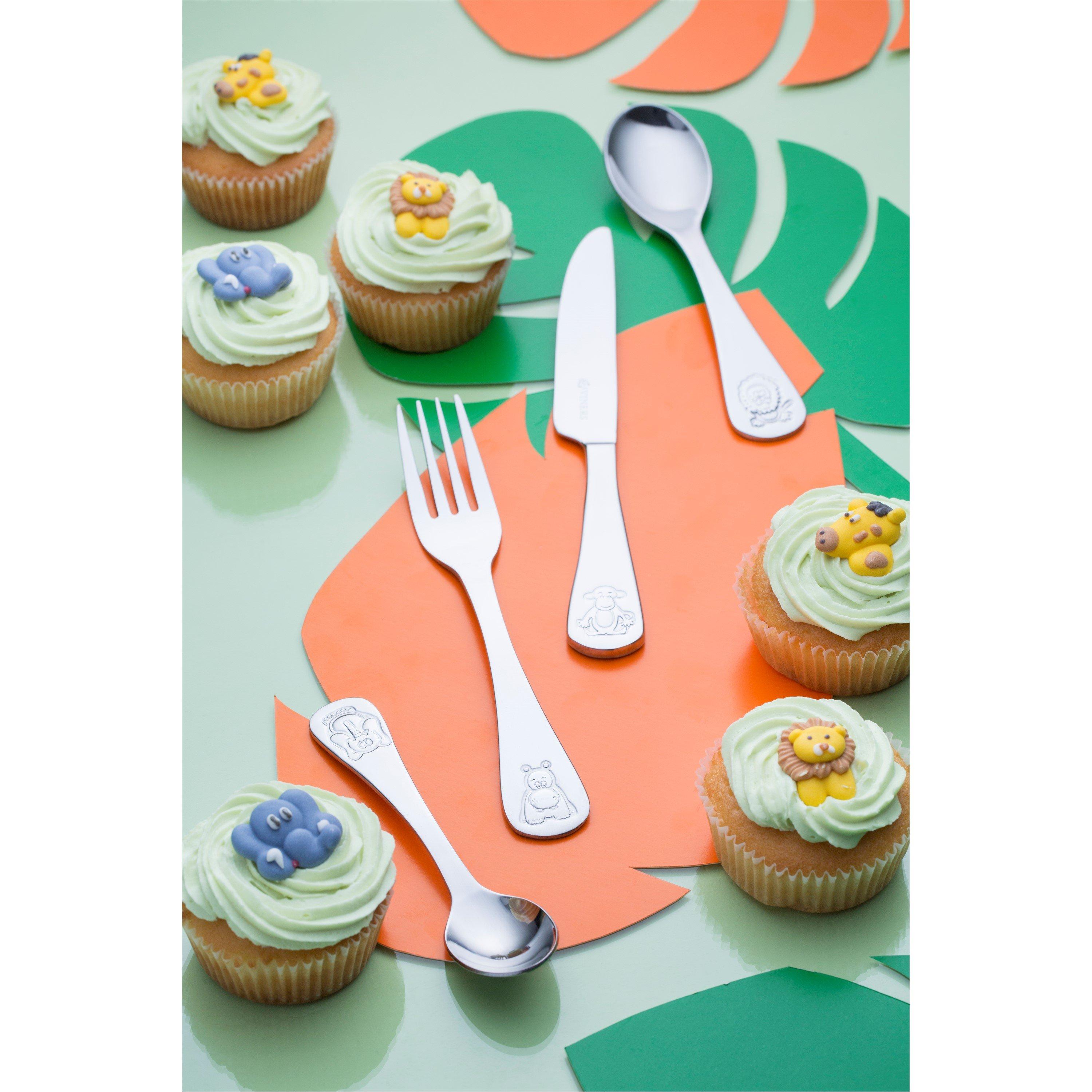 Silver - Viners - Jungle 4 piece Kids Cutlery Set - 1