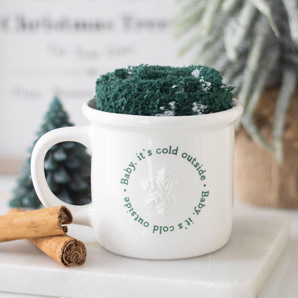 Something Different  Baby Its Cold Outside Mug And Socks Set - White