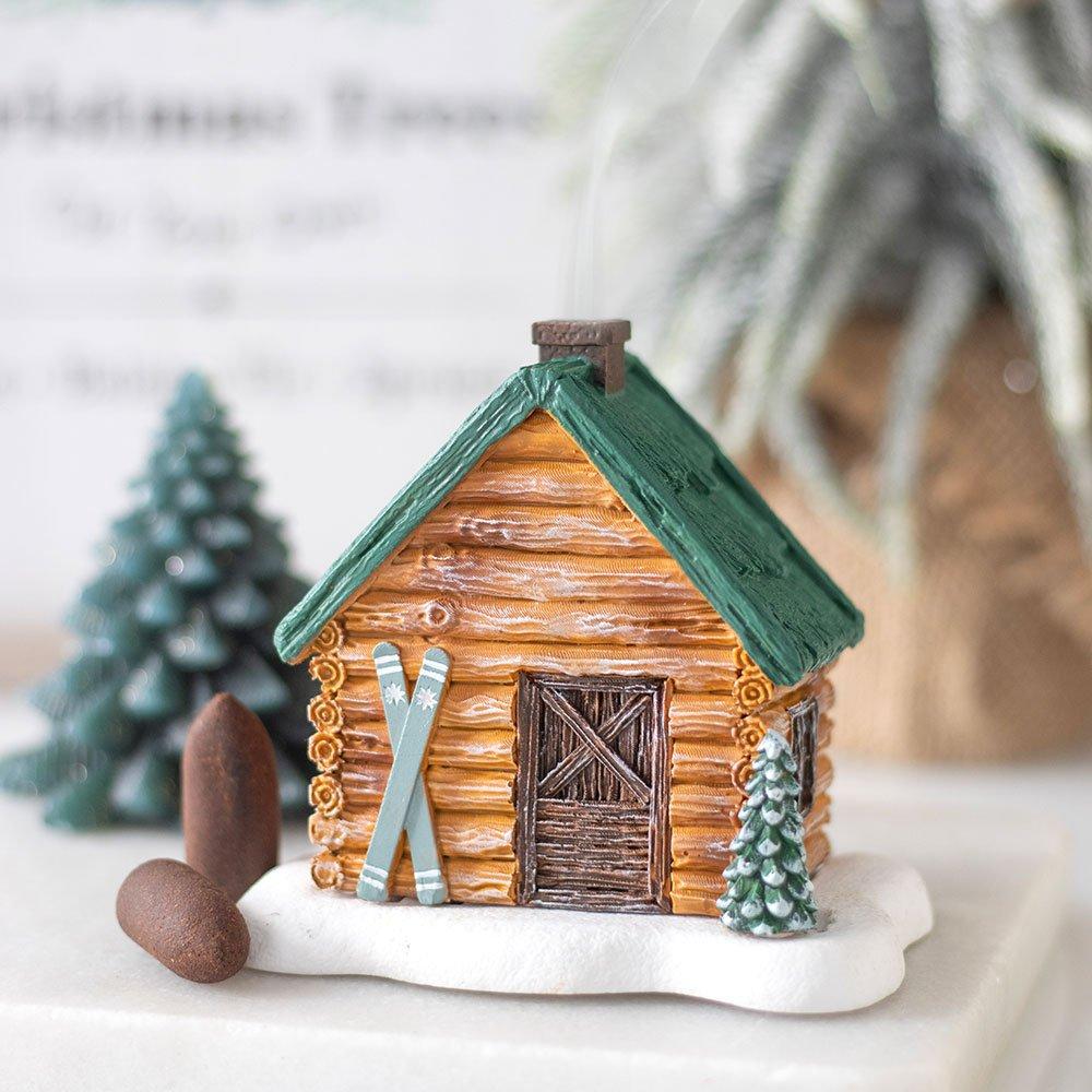 Something Different  Cabin Ski Chalet Incense Cone Holder - Brown