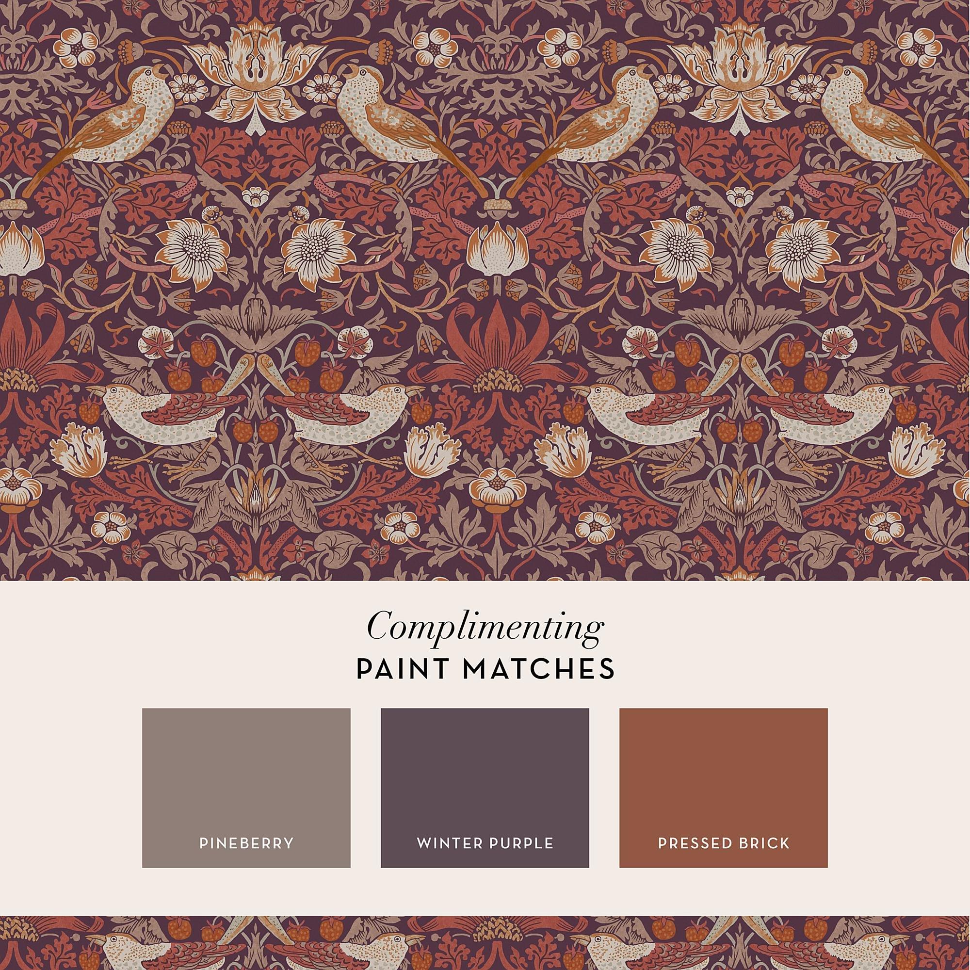 Purple - William Morris - William Morris at Home Strawberry Thief Plum Wallp - 4