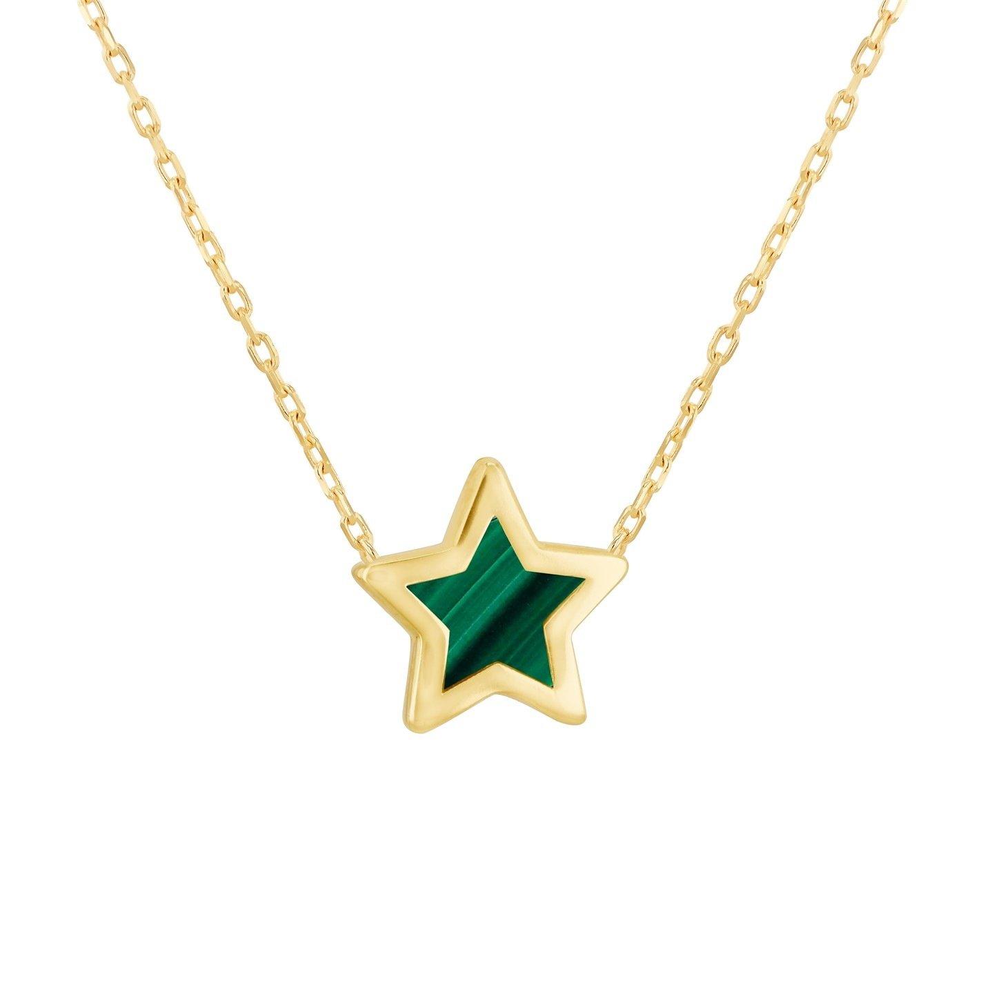Yellow Gold - Be You - 9ct Gold Malachite Star Necklace - 1