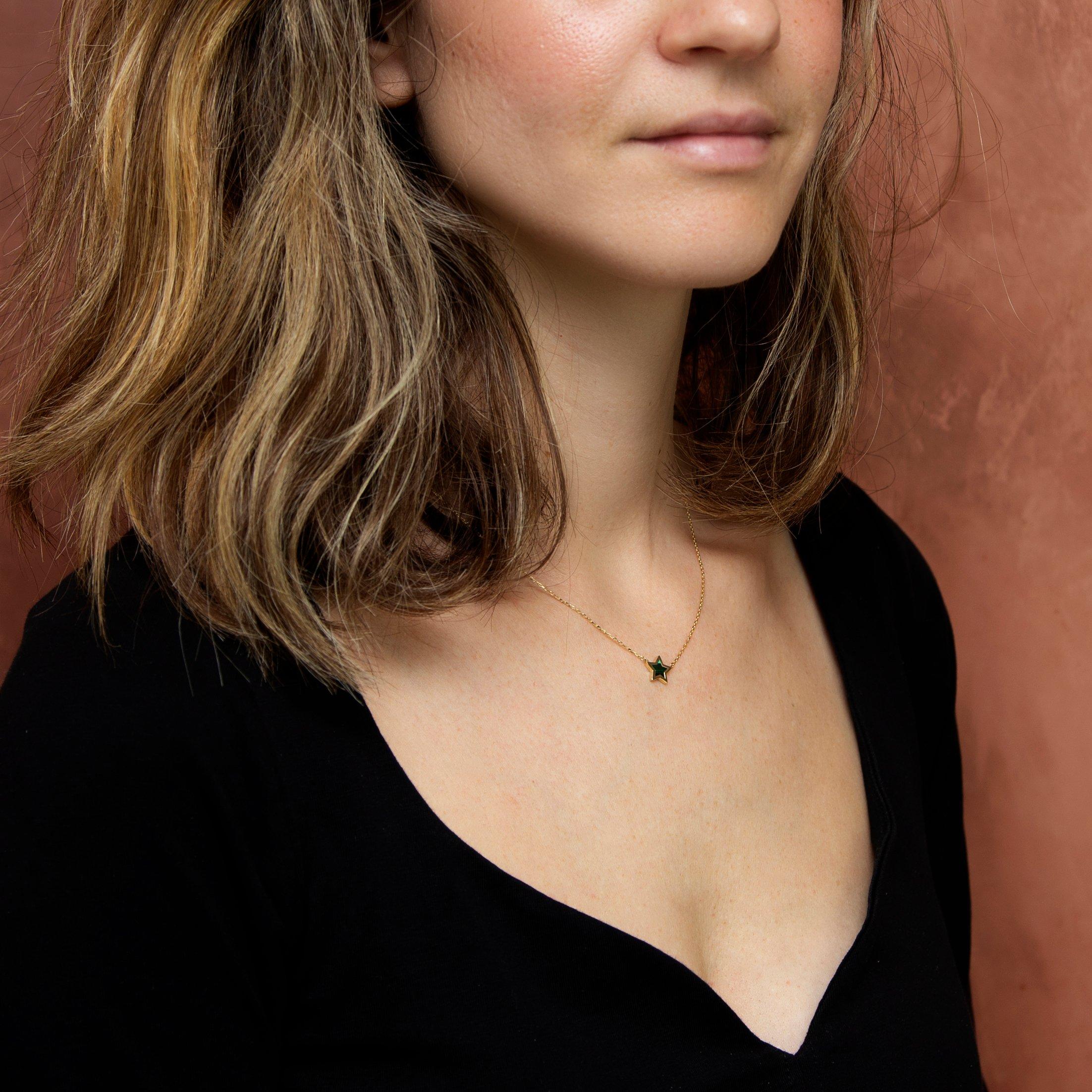 Yellow Gold - Be You - 9ct Gold Malachite Star Necklace - 2