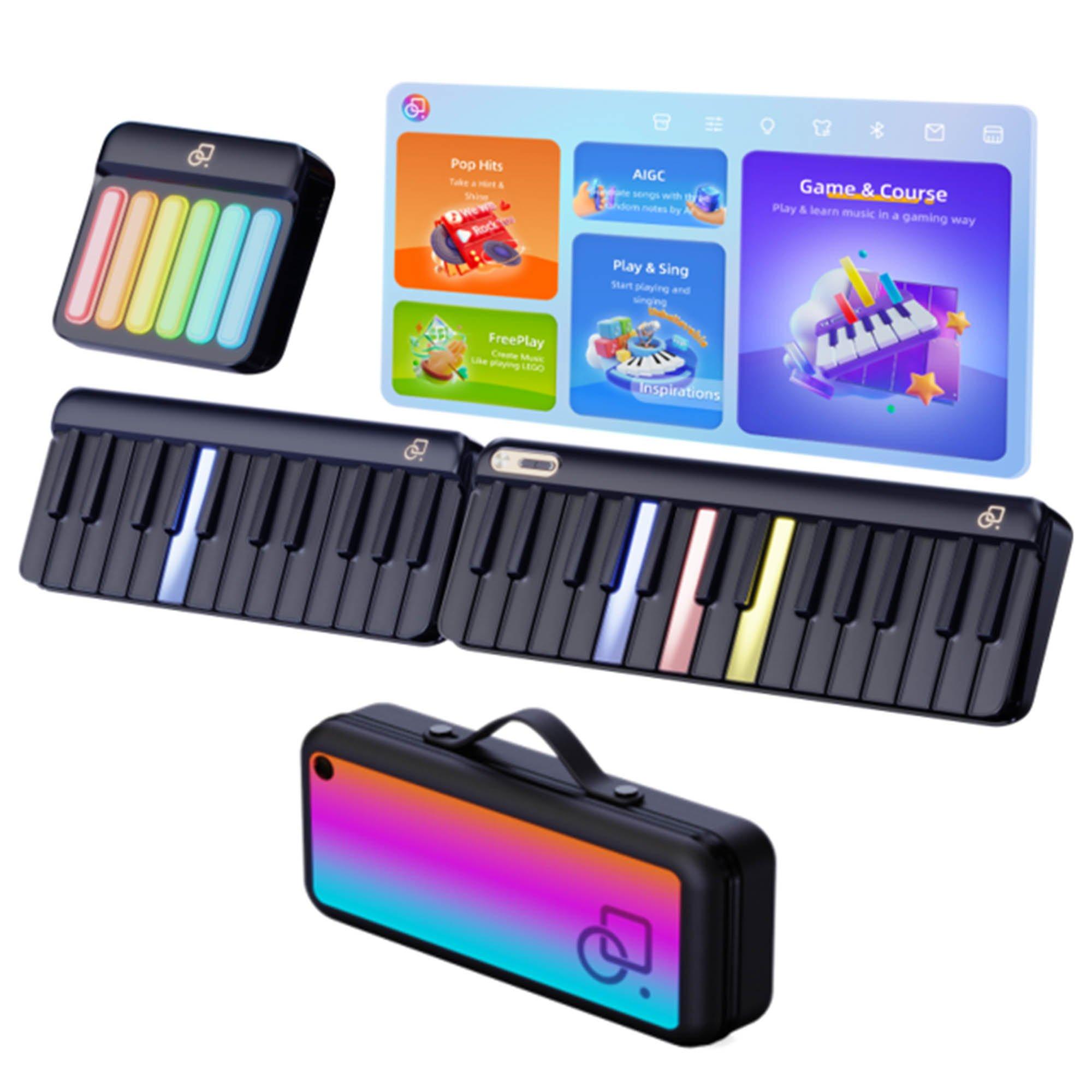 Black - PopuMusic - PopuPiano Smart Portable Piano MIDI Keyboard Contr - 2