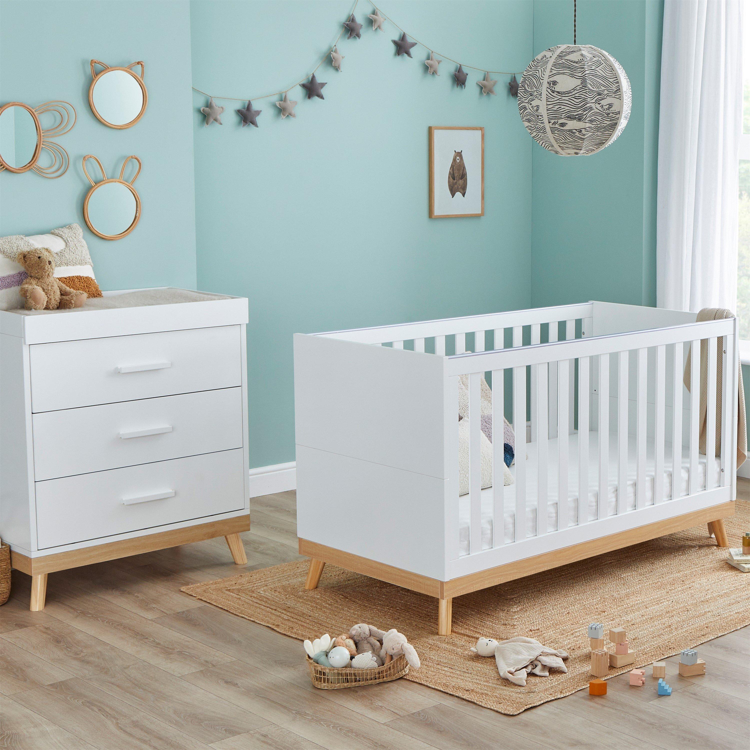 White - Babymore - Babymore Mona 2 Piece Nursery Room Set - White - 2