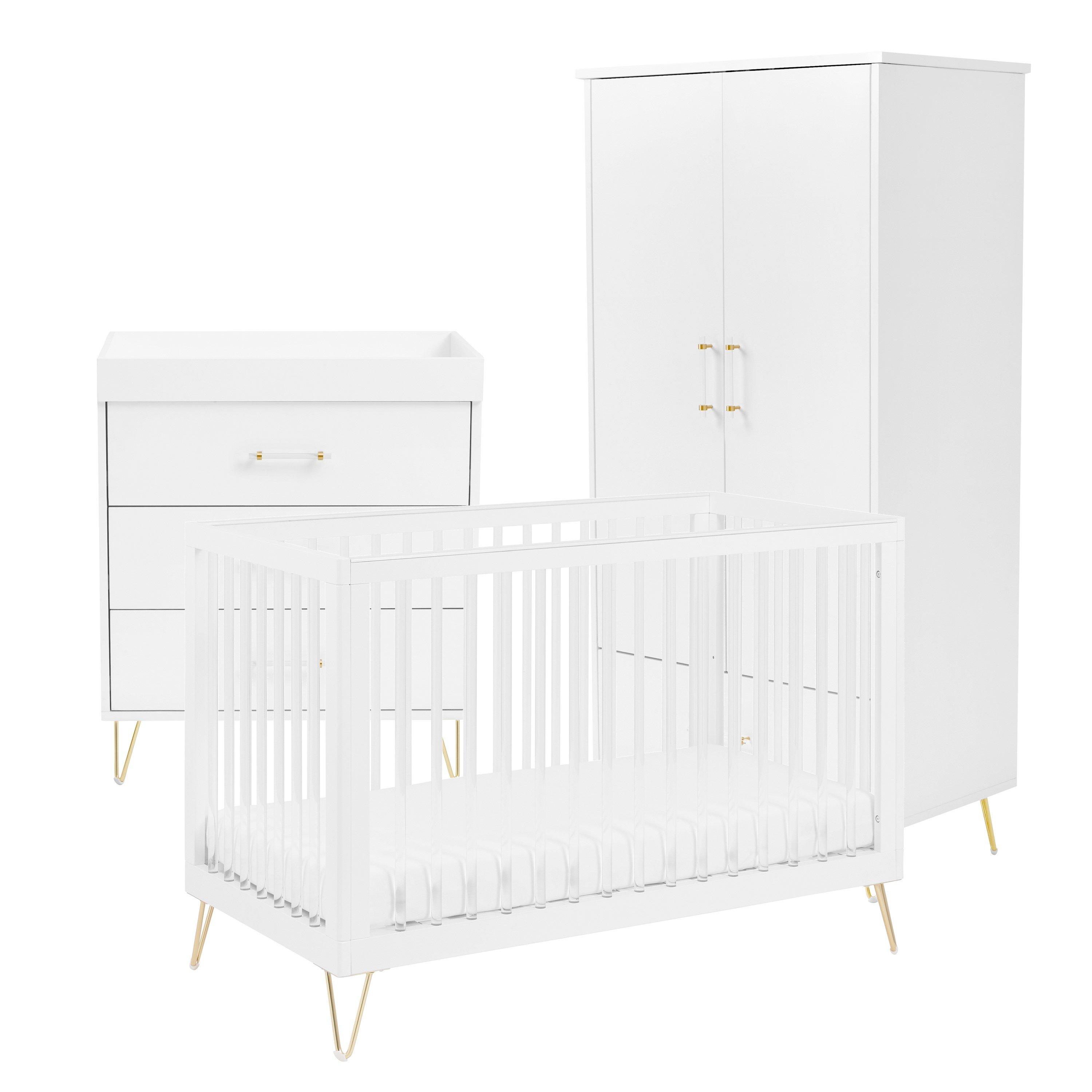 Babymore  Newborn Kimi Acrylic 3 Piece Nursery Room Set - White - Variable