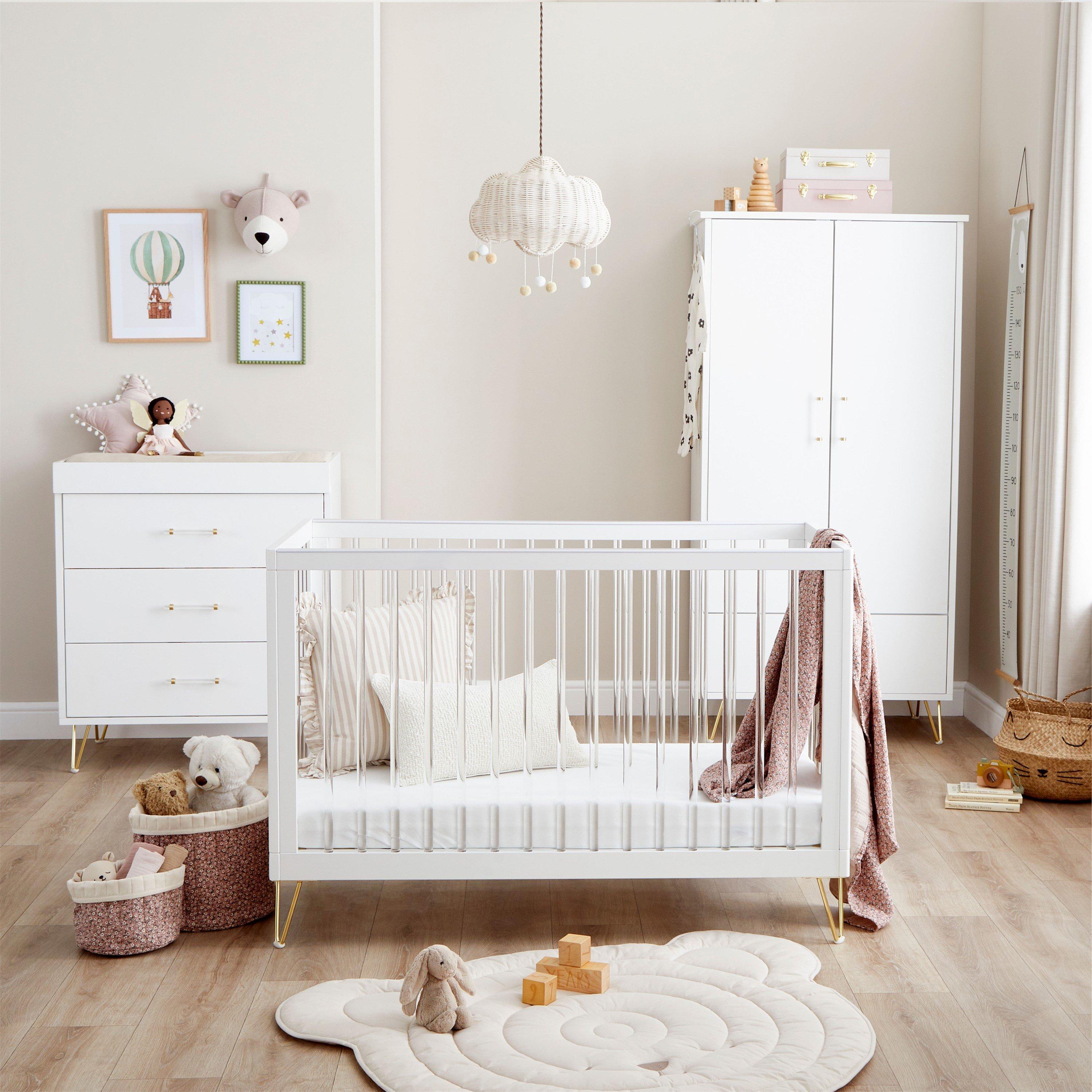 White - Babymore - Babymore Kimi Acrylic 3 Piece Nursery Room Set - 3