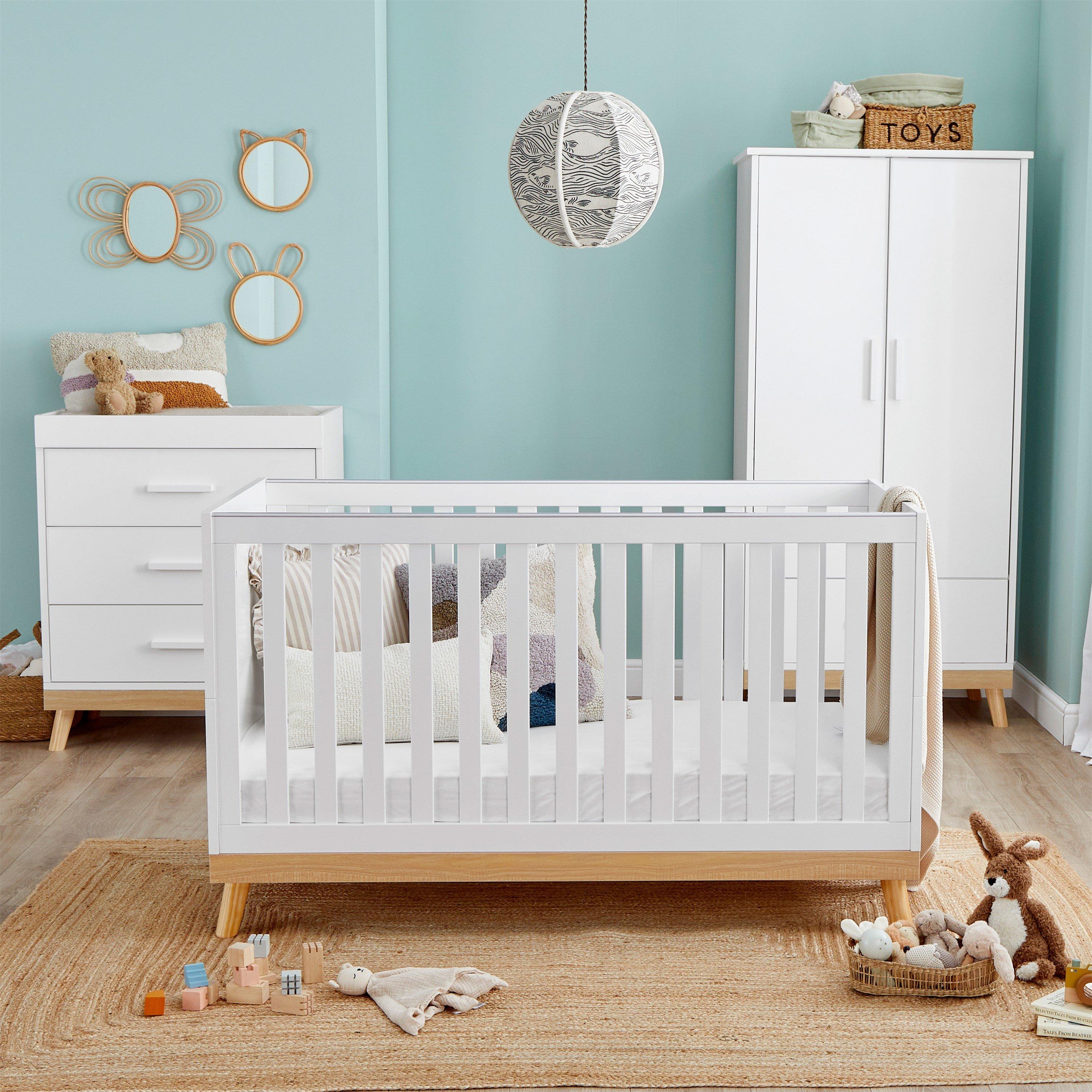 White - Babymore - Babymore Mona 3 Piece Nursery Room Set - White - 3