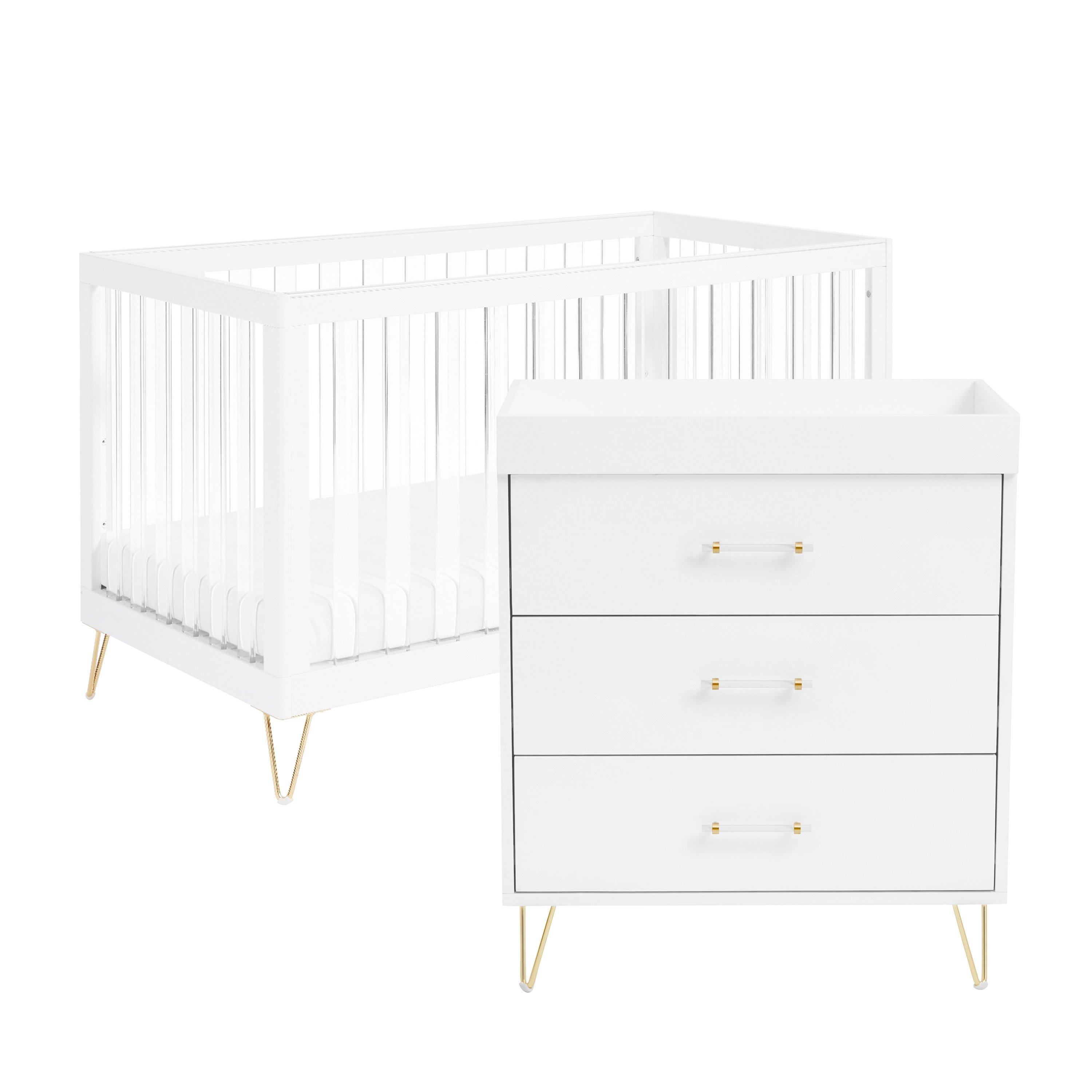 Babymore  Newborn Kimi Xl Acrylic 2 Piece Nursery Room Set - White - Variable